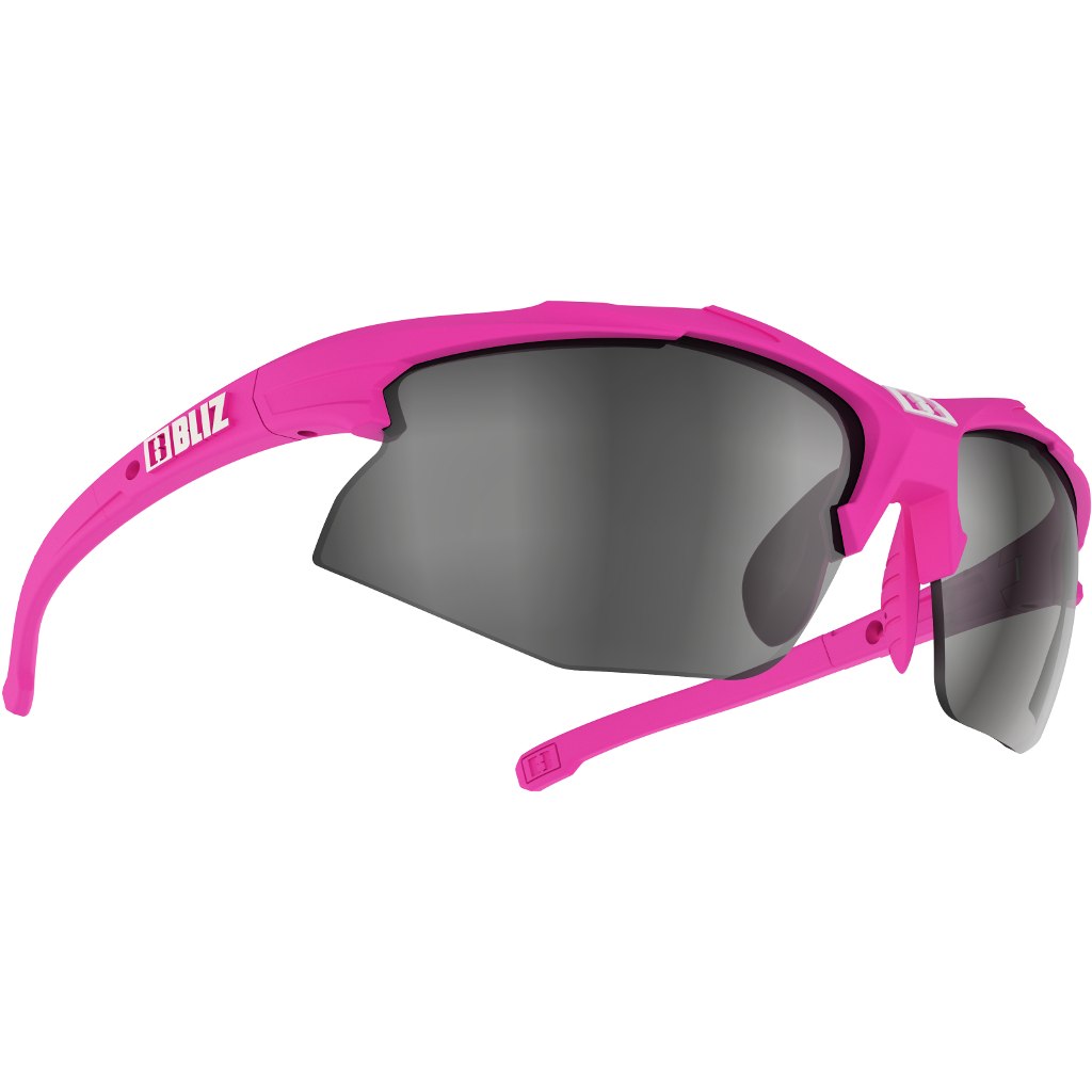 Picture of Bliz Hybrid Small Rubber Glasses - Neon Pink / Smoke with Silver Mirror + Pink + Clear