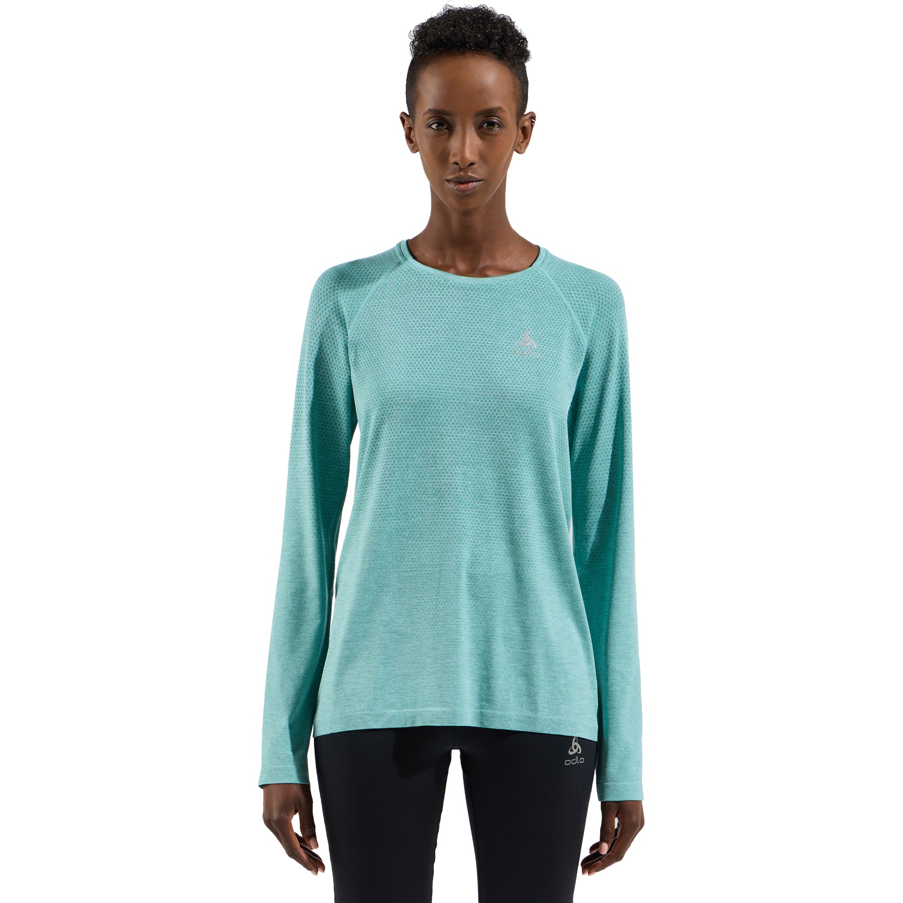 Odlo Essentials Seamless Long Sleeve Running T-Shirt Women - aqua haze  melange