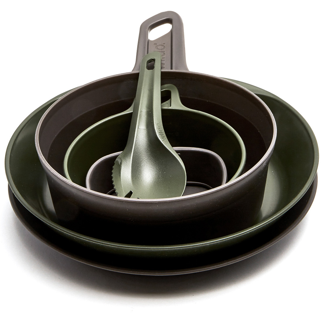 Image of Wildo Explorer Kit Multicolor Dishes - olive/ dark grey