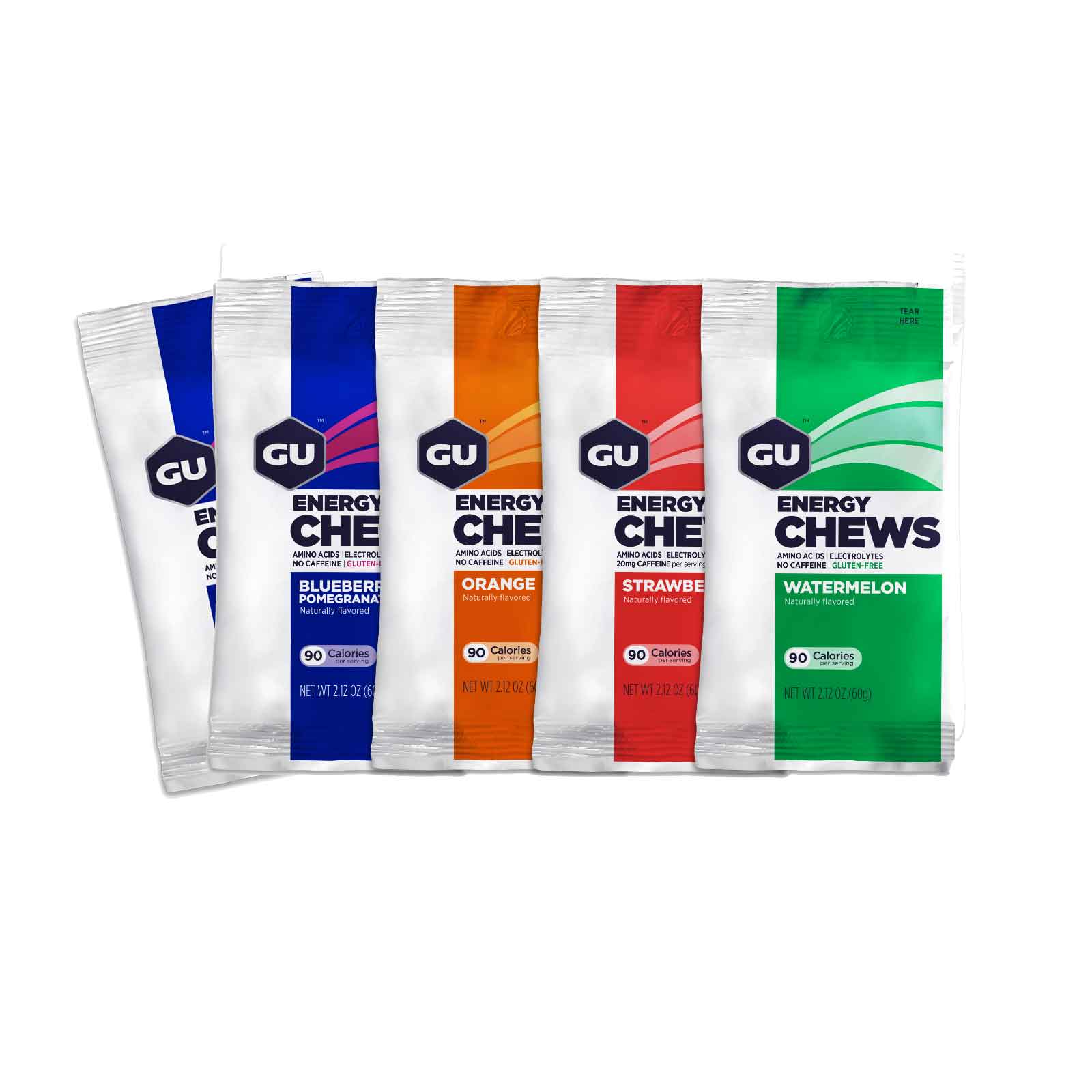 Produktbild von GU Energy Chews - Fruchtgummis mit Kohlenhydraten - Testpaket - 5x60g