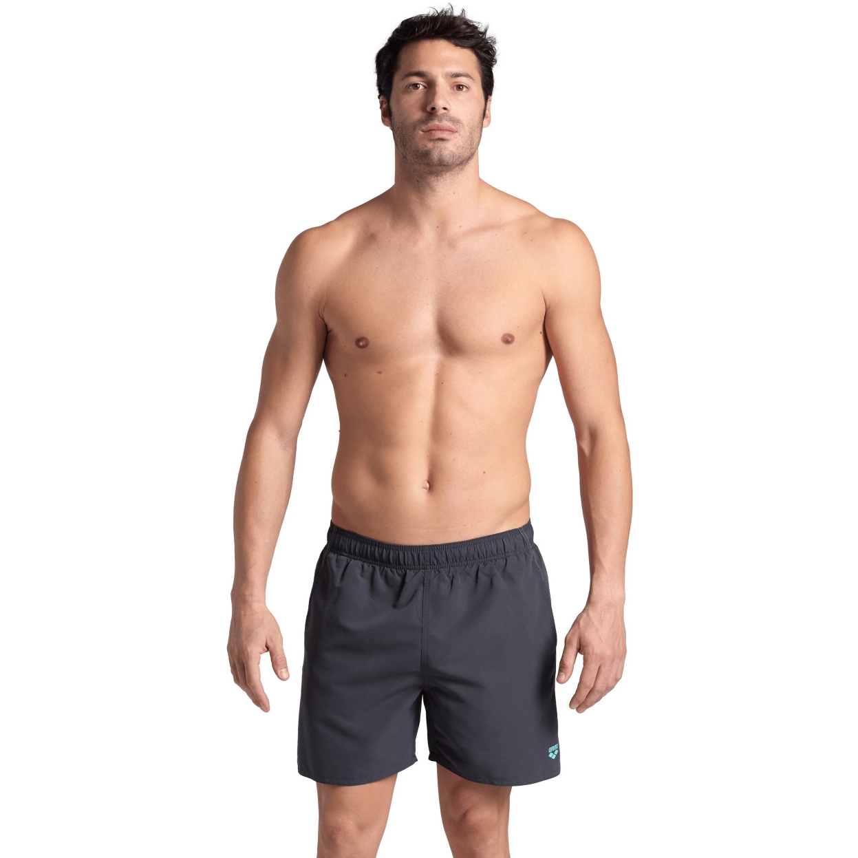 Image of arena Fundamentals R Boxer Beach Shorts Men - Asphalt/Water