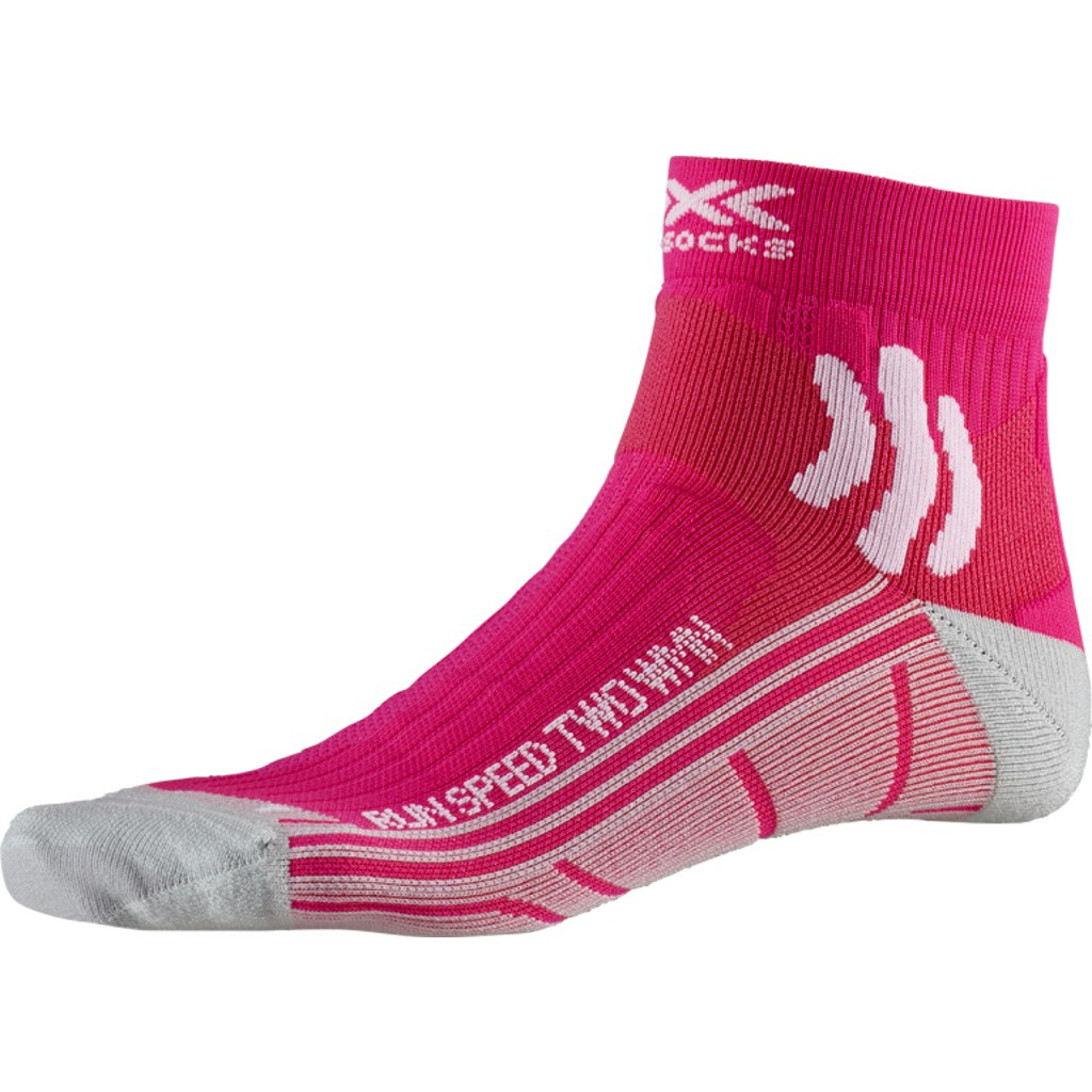 Image of X-Socks Run Speed Two Women's Socks - flamingo pink/pearl grey
