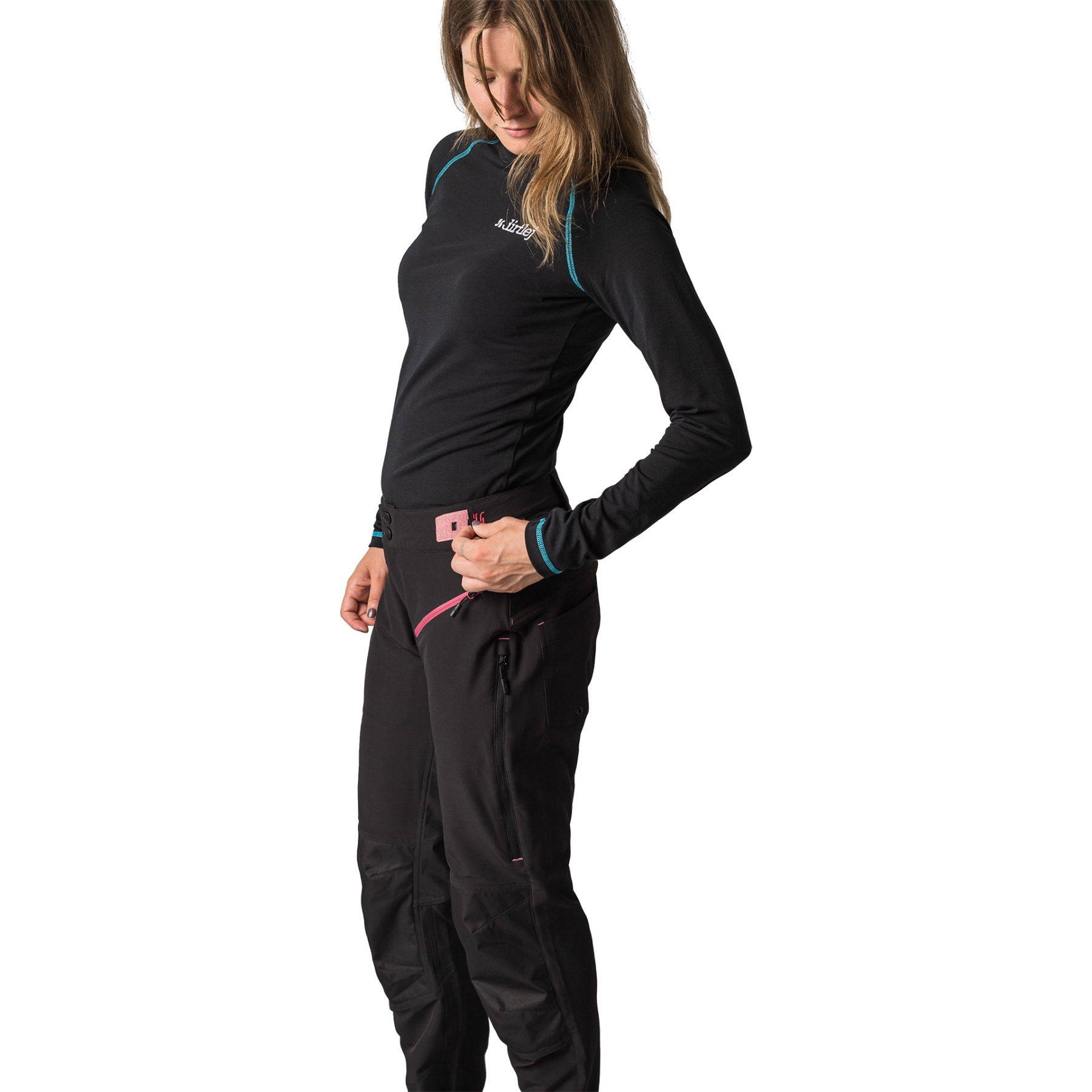 Dirtlej Trailscout Long Flex MTB-Hose Damen - Black Label - schwarz/berry |  BIKE24