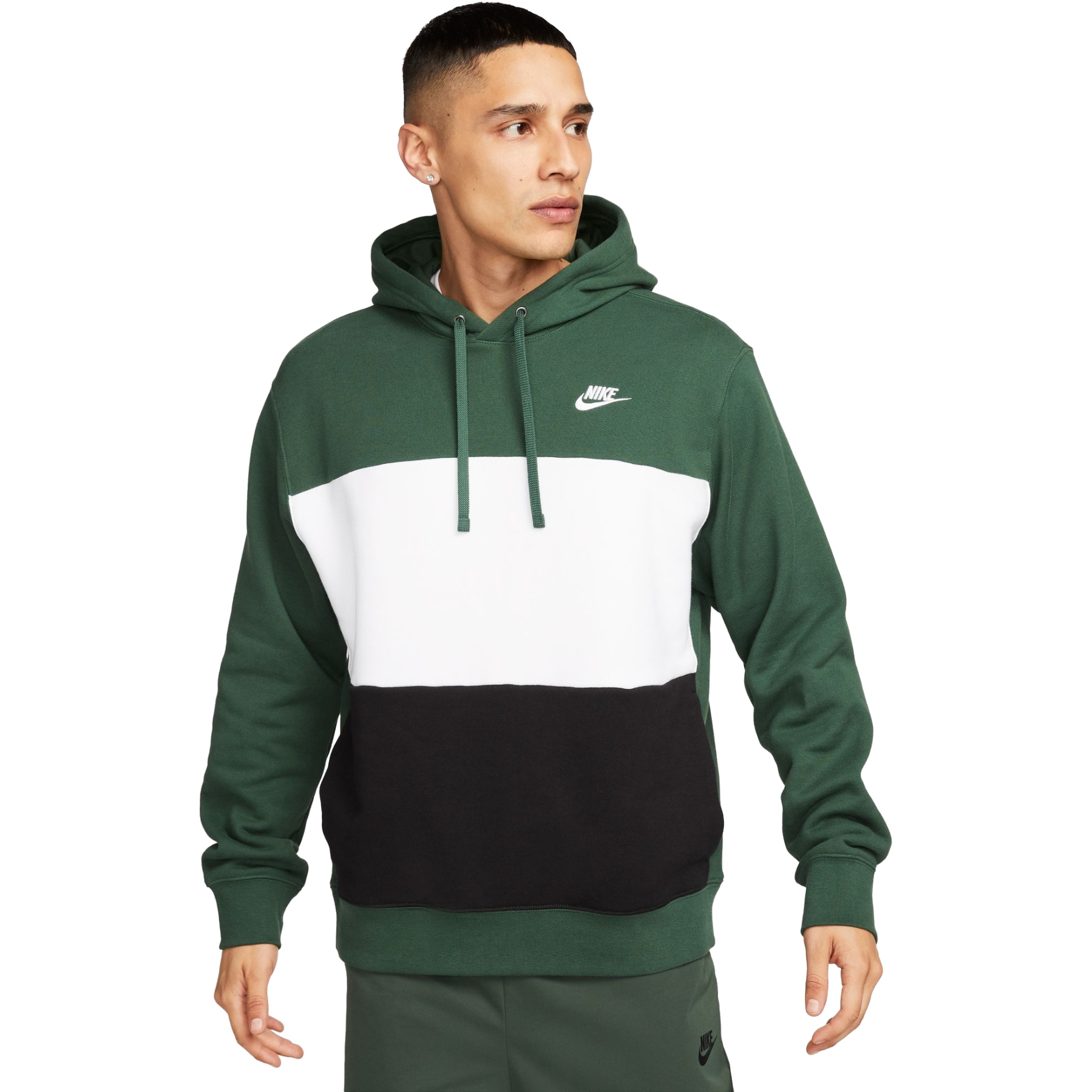 Produktbild von Nike Club Fleece Color-Blocked Kapuzenpullover Herren - fir/white/black/white FB7415-323