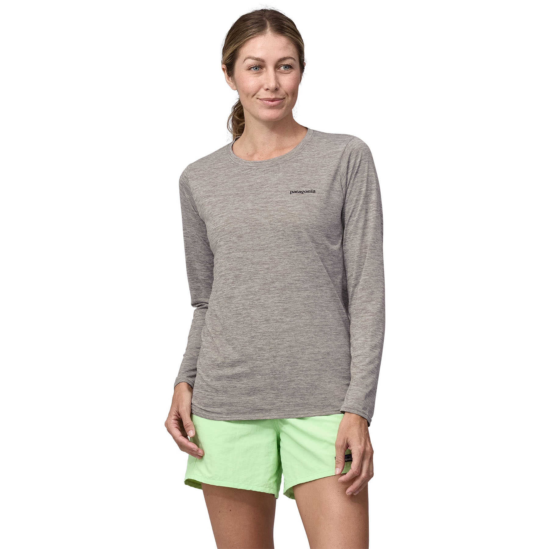 Picture of Patagonia Capilene Cool Daily Graphic Long Sleeve Shirt Women - Waters - Fitz Roy Trout: Feather Grey