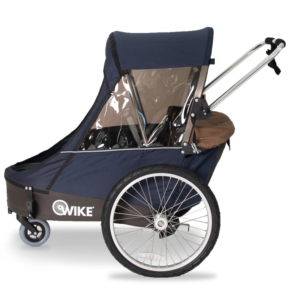 Picture of Wike Premium Double Children Bike Trailer - Includes Stroller and Jogging Kit - navy/brown