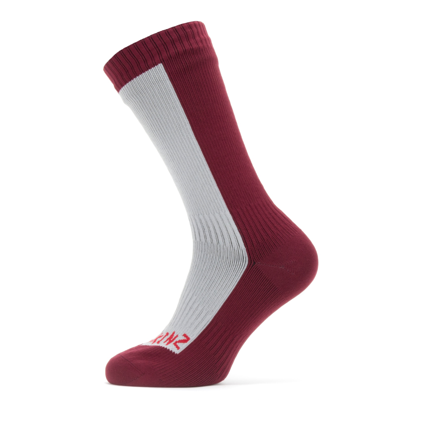 Produktbild von SealSkinz Wasserdichte, mittellange Socken für kaltes Wetter - Grau/Rot