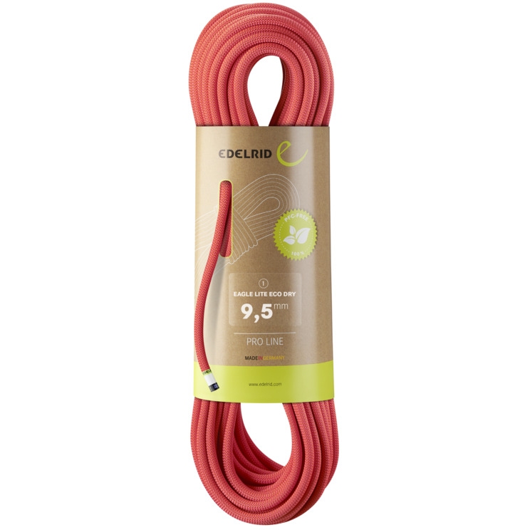 Image of Edelrid Eagle Lite Eco Dry 9,5mm Rope - 60m - neon coral