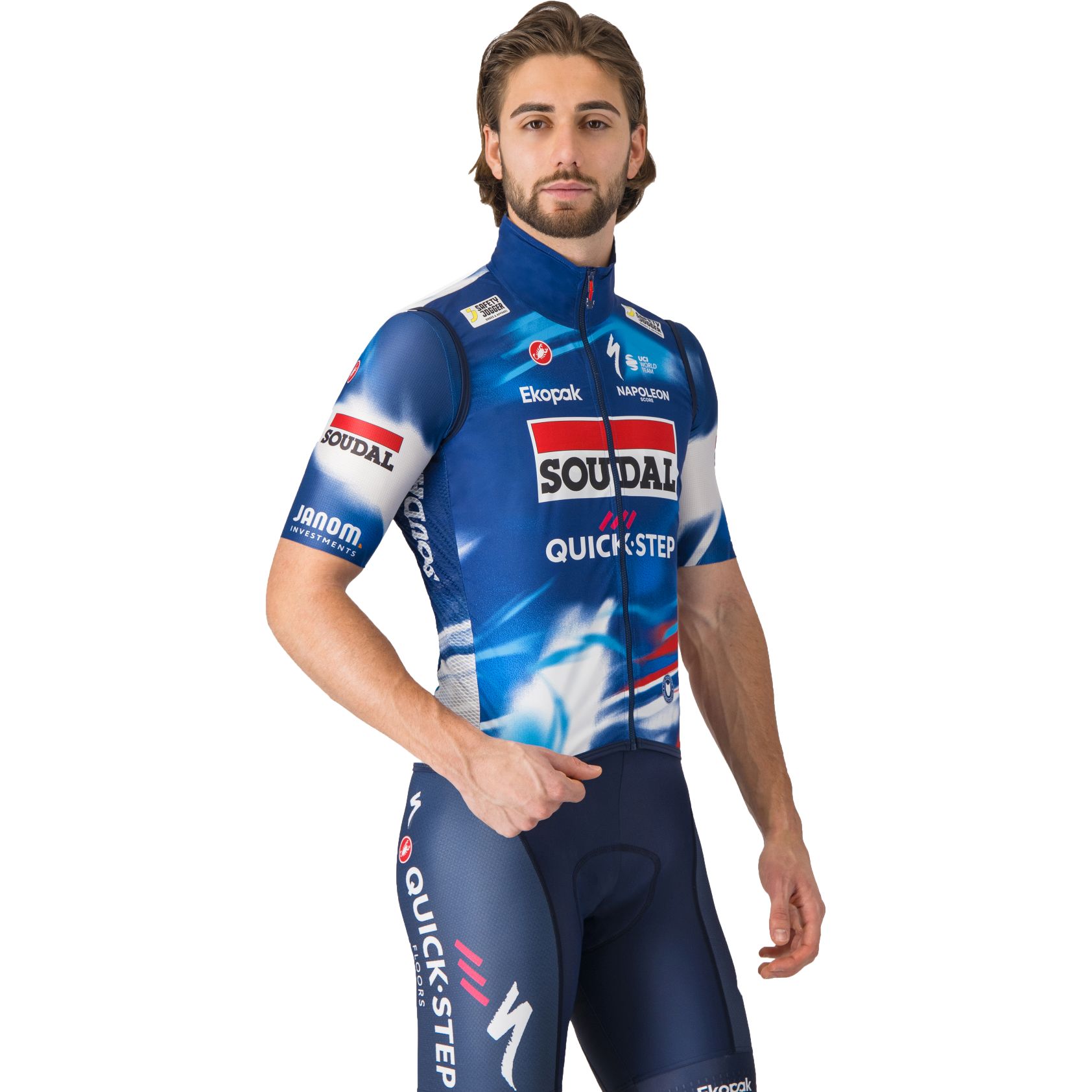 Picture of Castelli Pro Light Wind Vest Team Soudal Quick-Step Men - score/blue-red 150
