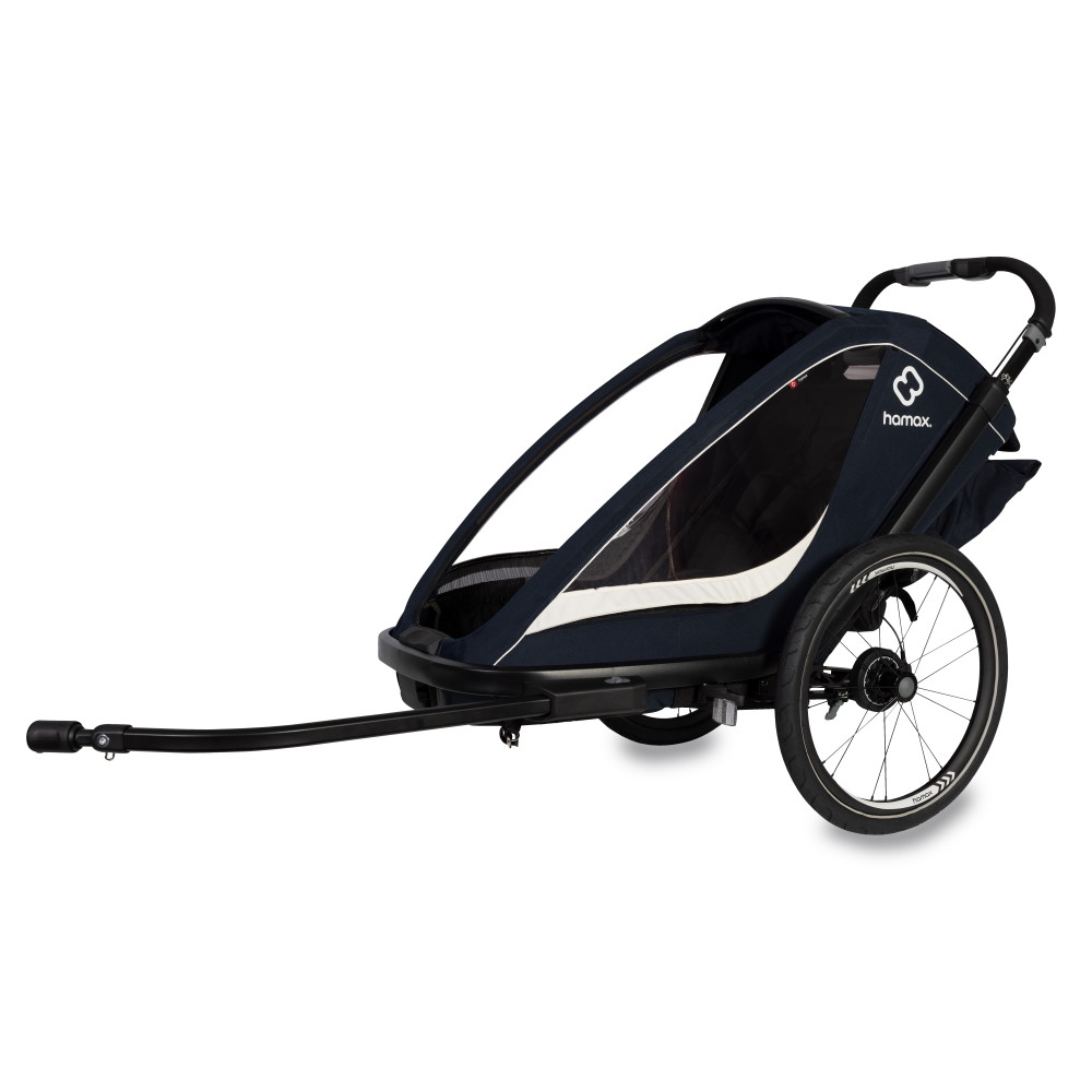 Picture of Hamax Breeze One Bike Trailer for 1 Kid - Incl. Drawbar and Stroller Wheel - Navy/Cream