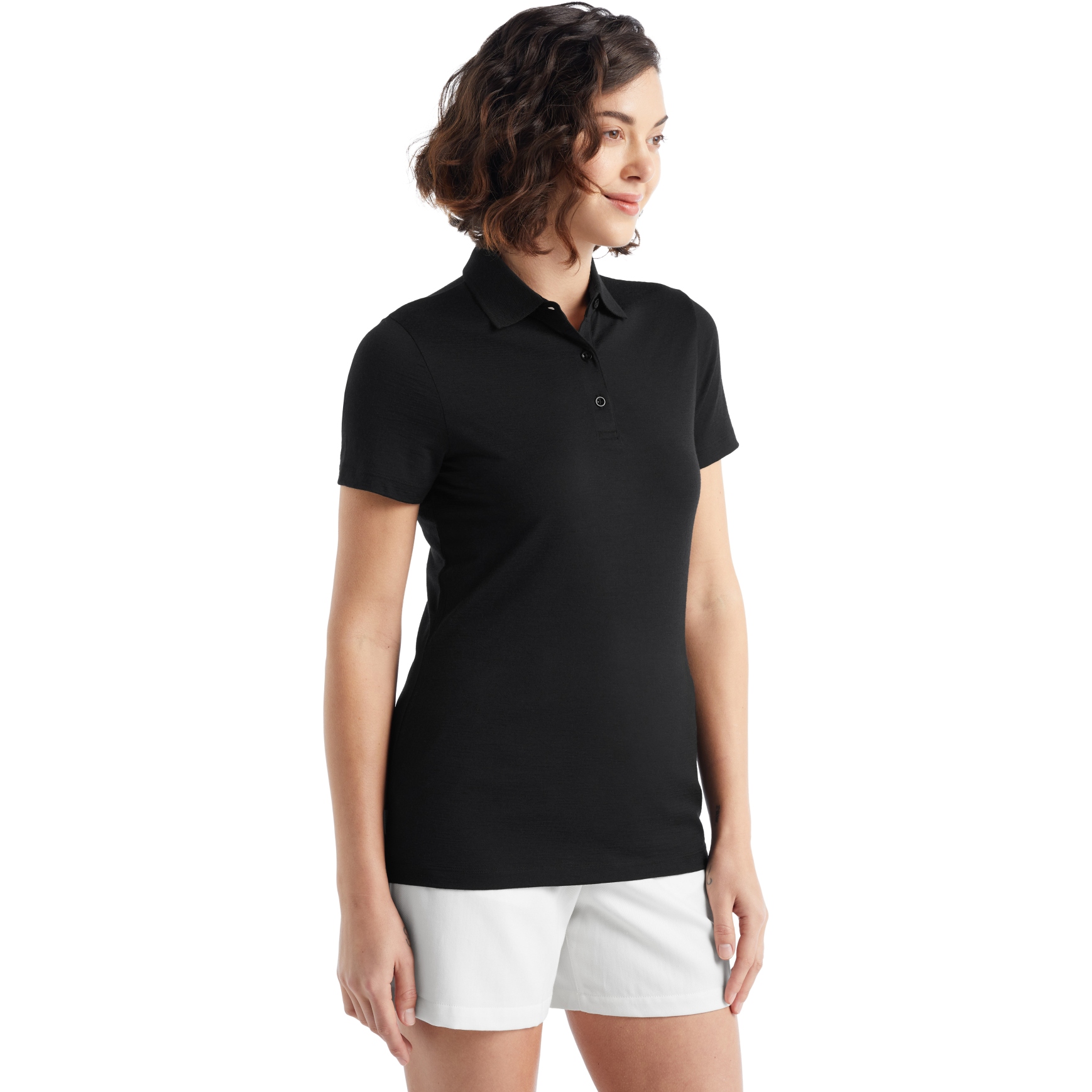 Picture of Icebreaker Women&#039;s Tech Lite II Short Sleeve Polo Shirt - Black