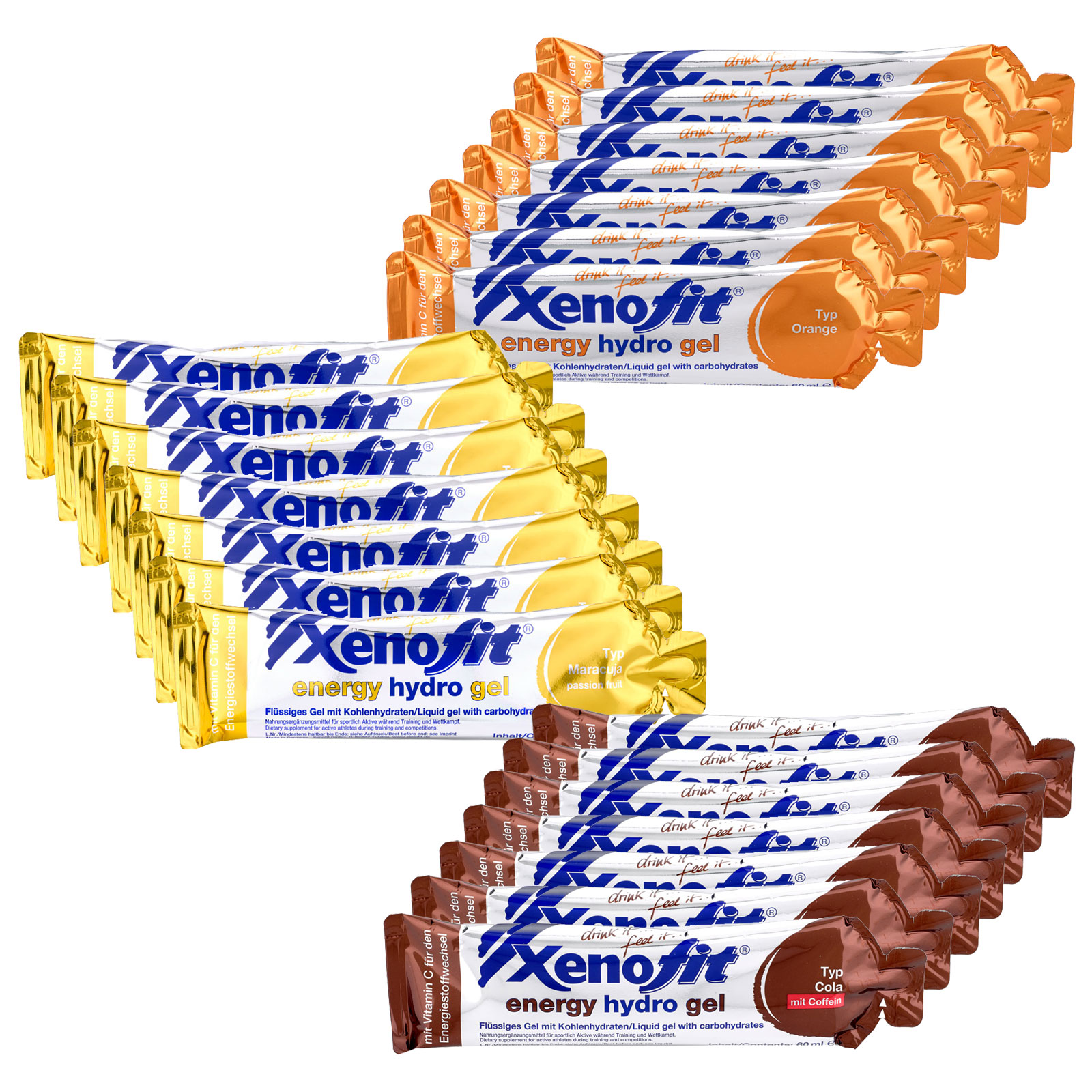 Produktbild von Xenofit Energy Hydro Gel mit Kohlenhydraten - Mixed Box - 21x60ml