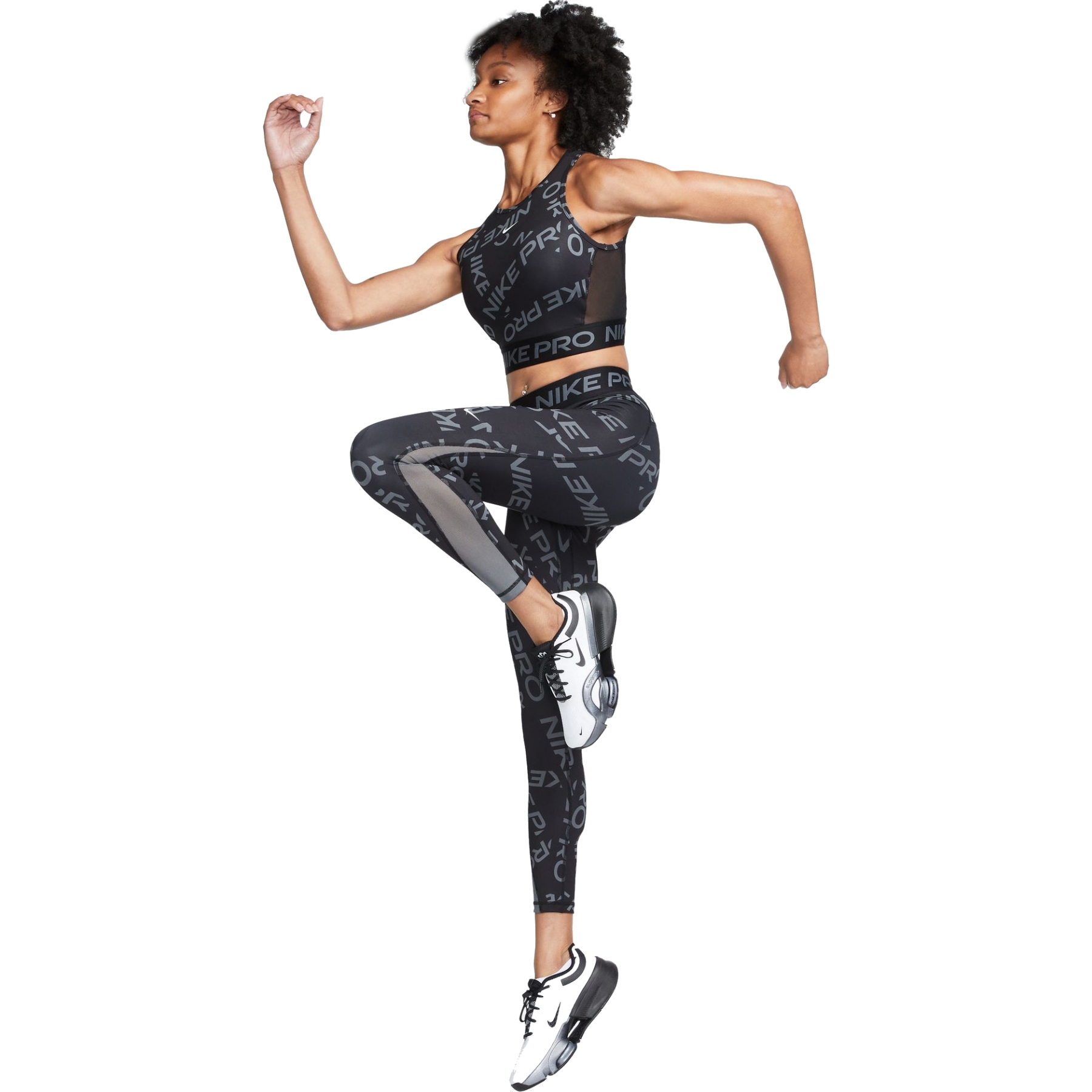 Nike Pro Dri-FIT Mid-Rise Allover Print Women's 7/8 Tight -  black/black/iron grey/white FB5484-010