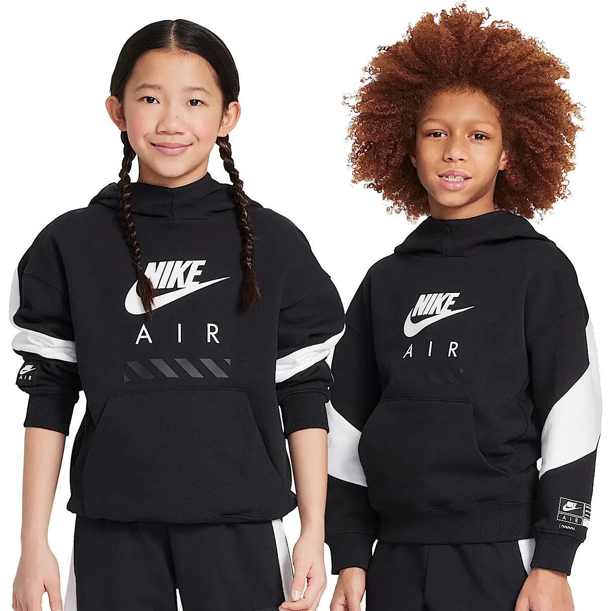 Флисовая толстовка Nike Air с капюшоном для детей - черный/белый/white HF8812-010