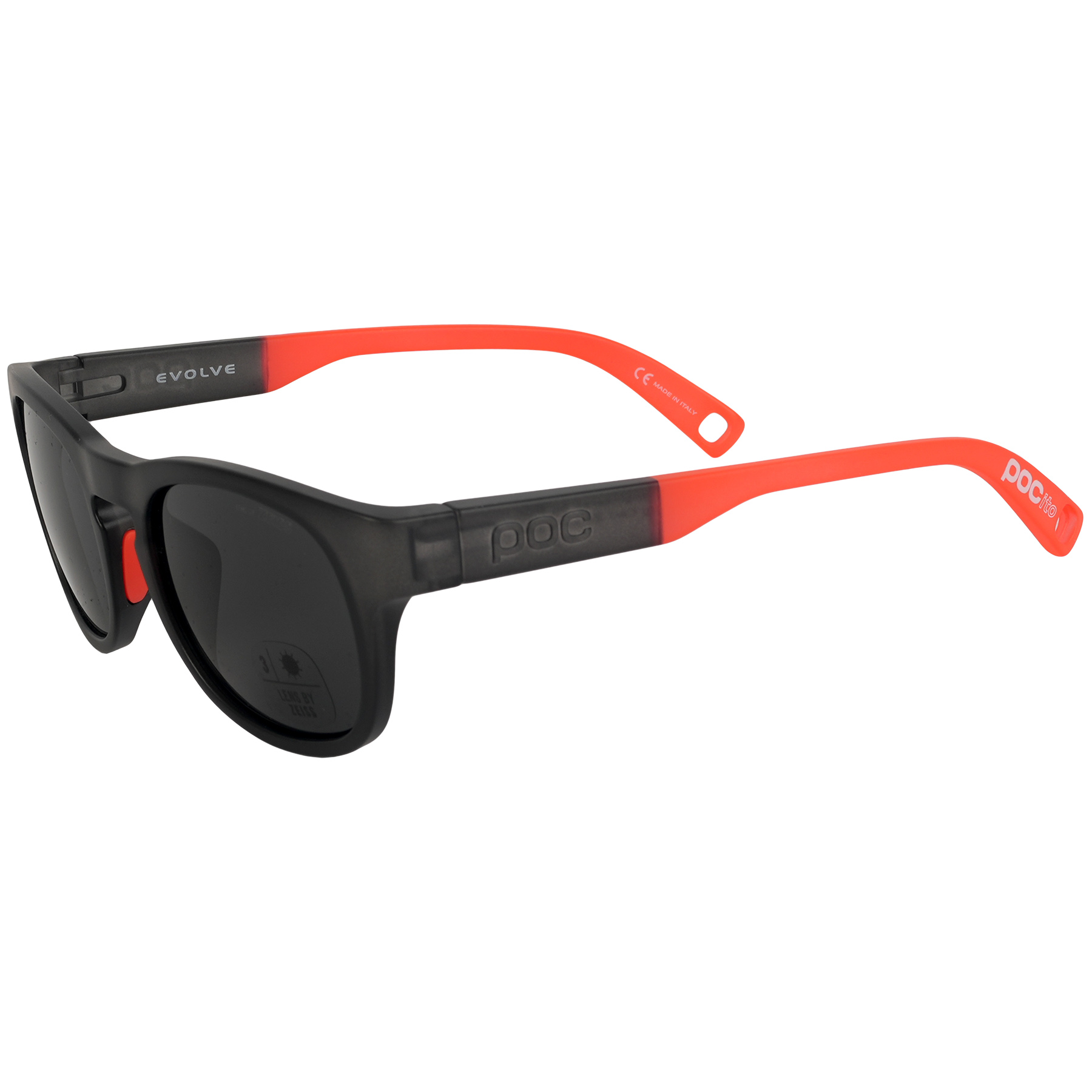 Picture of POC Evolve Kids Glasses - Uranium Black Trans Fluo Orange/Clarity Pocito Sunny Grey