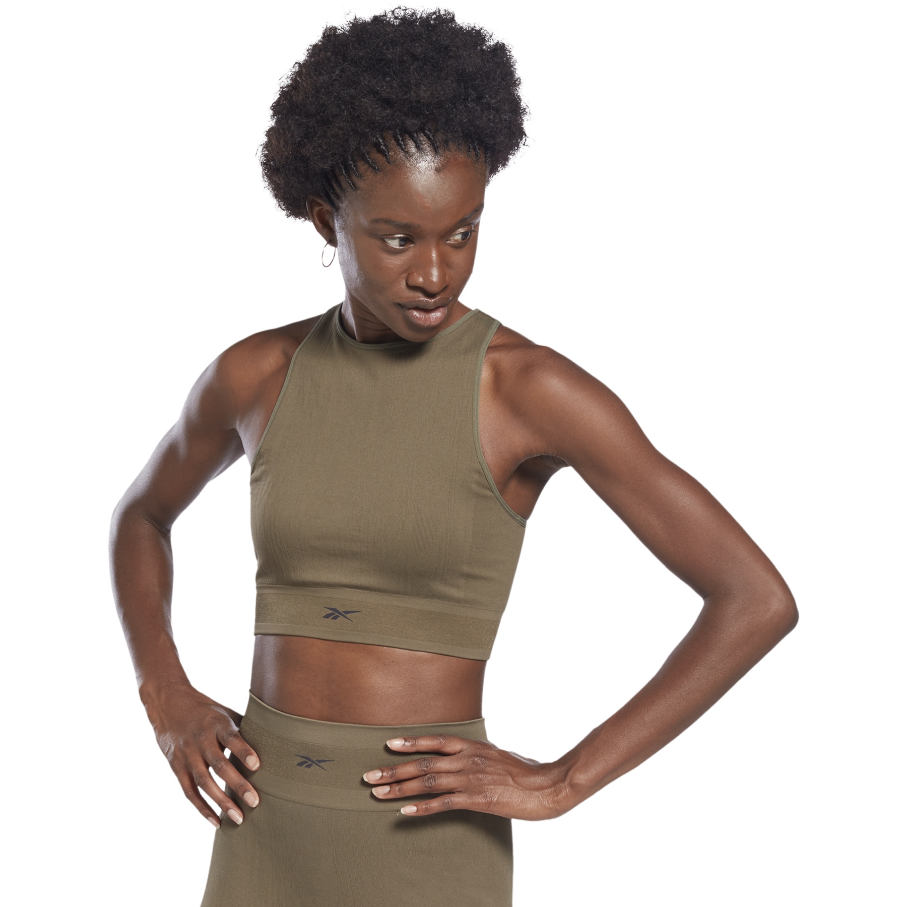 Picture of Reebok United by Fitness Myoknit Seamless  Crop Top Women - army green
