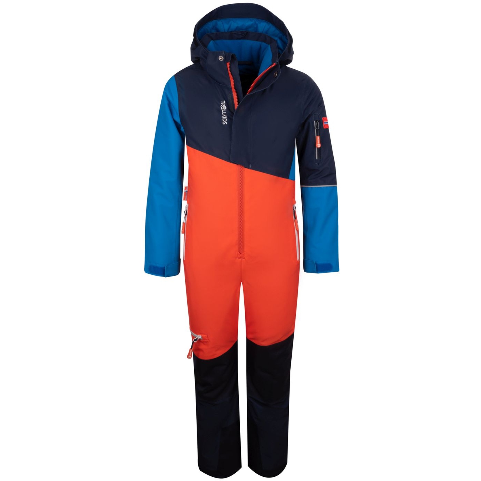 Produktbild von Trollkids Hallingdal Schneeanzug Kinder - Flame Orange/Medium Blue/Navy