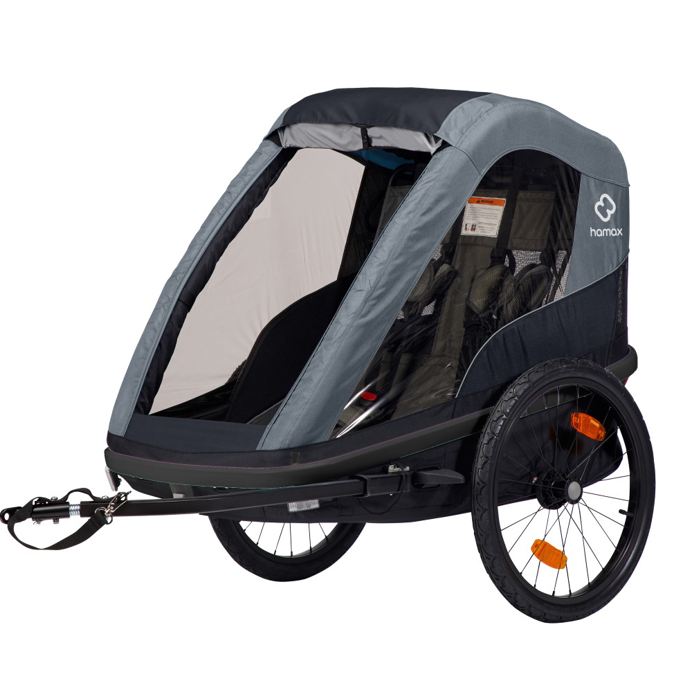 Picture of Hamax Avenida Bike Trailer for 2 Kids - Incl. Drawbar and Stroller Wheel - Blue