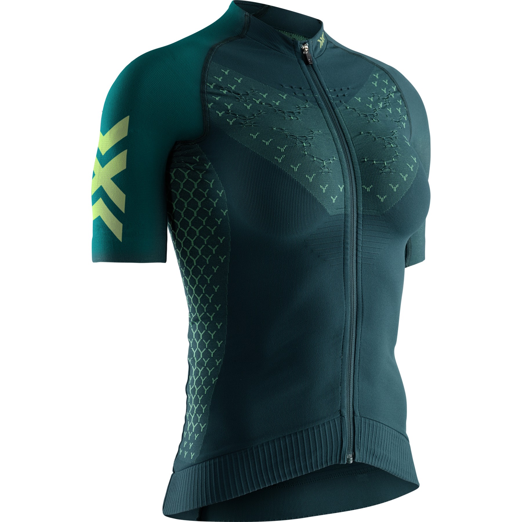 Image of X-Bionic TWYCE 4.0 Bike Full Zip Short Sleeves Shirt for Women - pine green/amazonas green