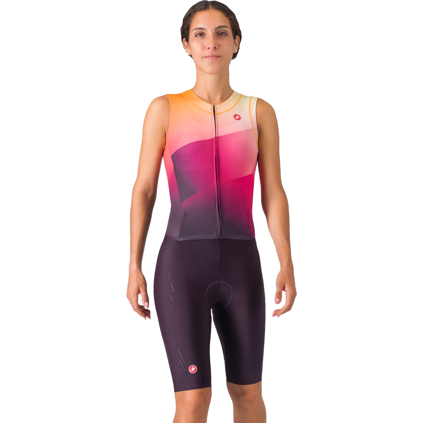 Produktbild von Castelli Free Sanremo 3 Anzug ärmellos Damen - dark night shade/vivid orange 513