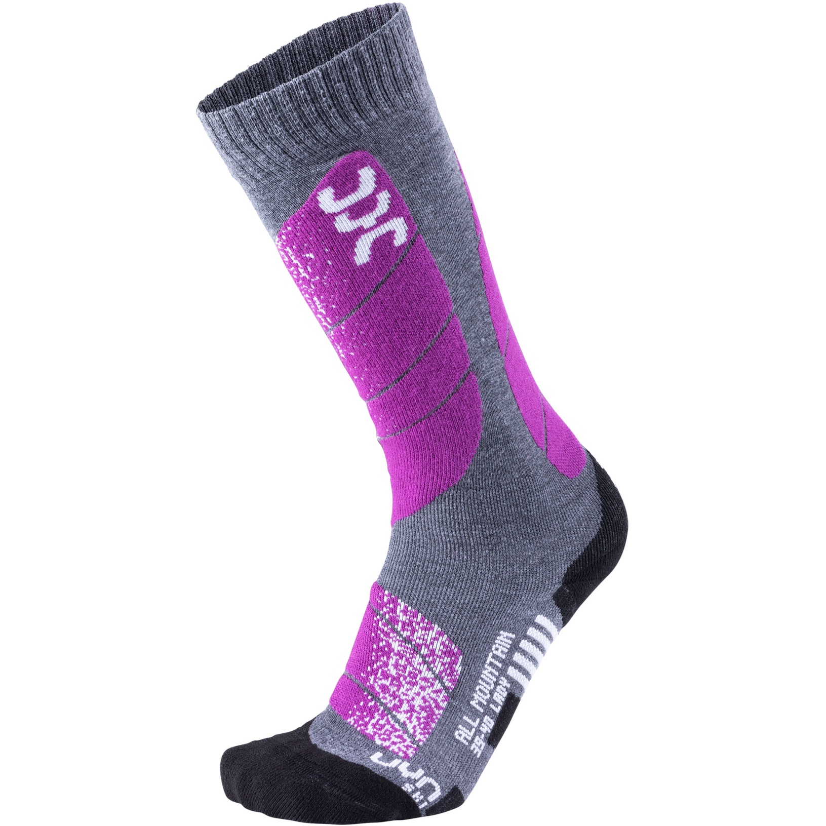 Picture of UYN Ski All Mountain Socks Women - Medium Grey Melange/Purple