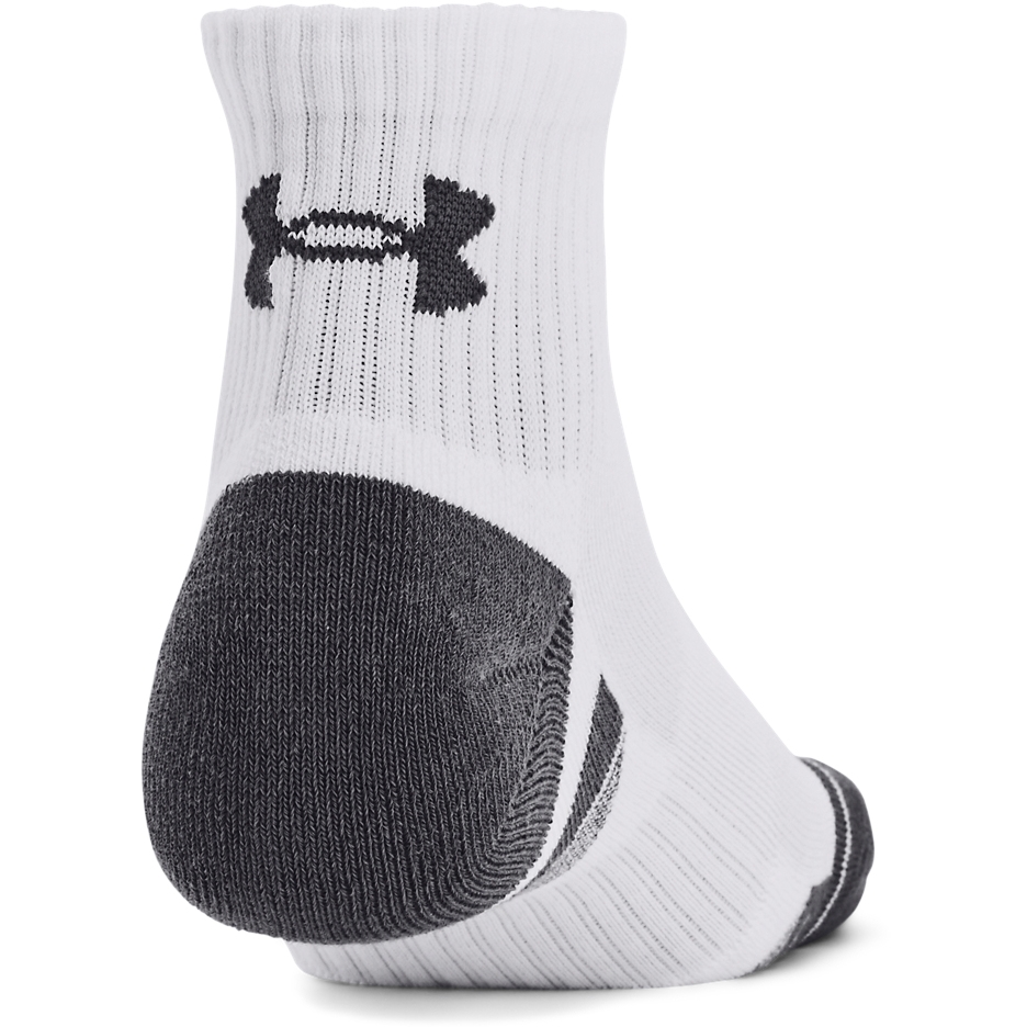Under Armour UA Performance Cotton 3-Pack Quarter Socks - White/White/Pitch  Gray