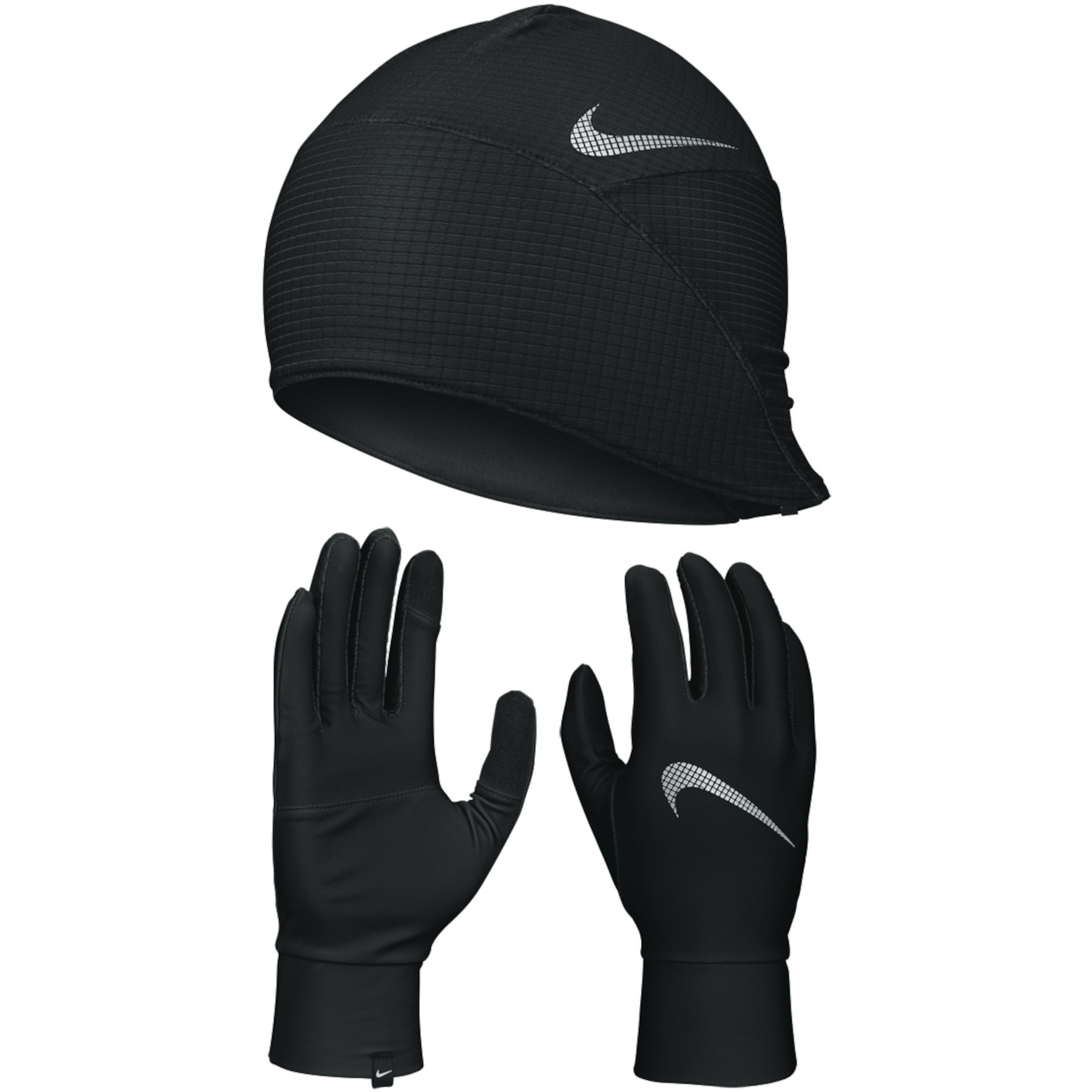 Picture of Nike Essential Running Men&#039;s Hat and Glove Set - black/black/silver 082