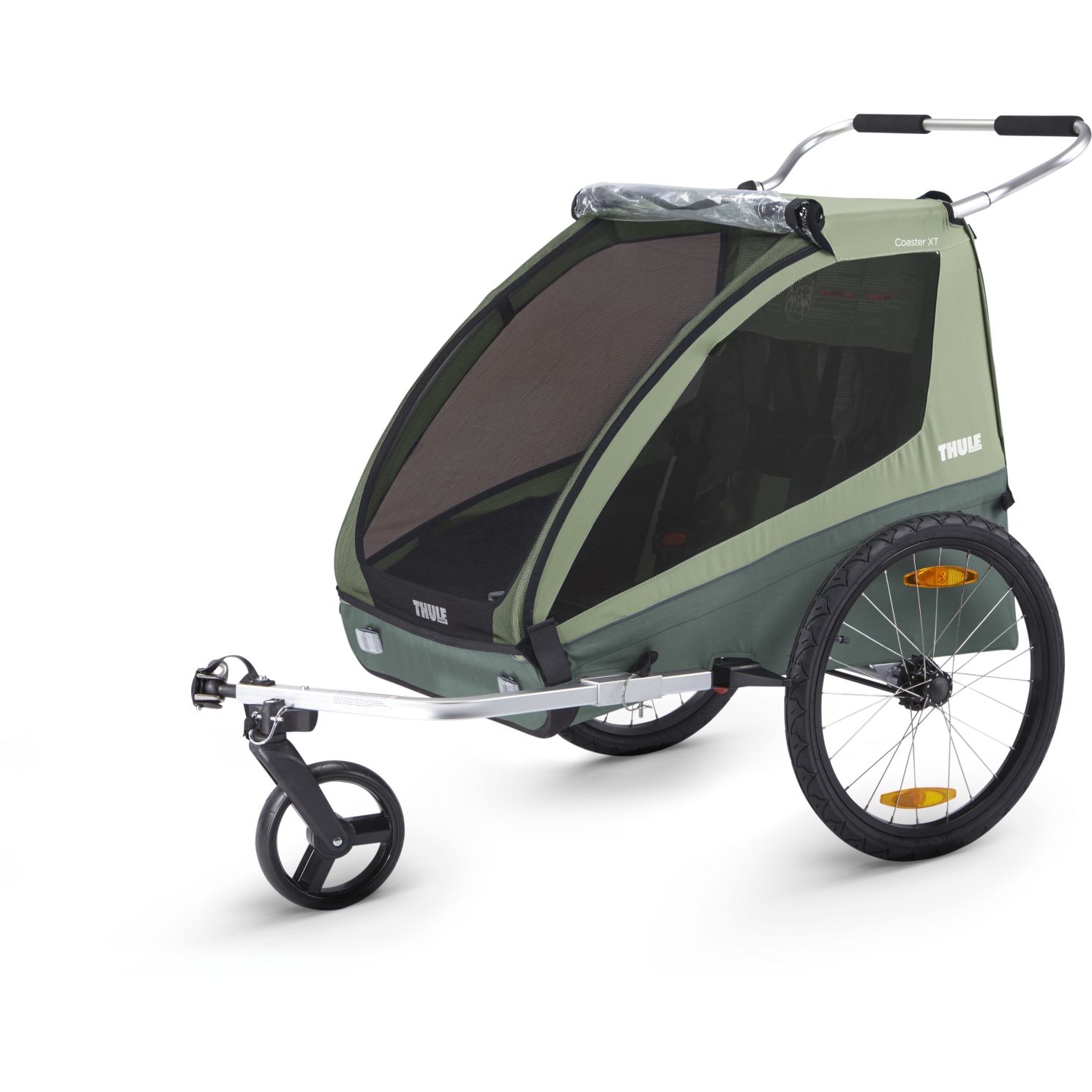 Produktbild von Thule Coaster XT Fahrradanhänger für 1-2 Kinder - Fahrrad + Buggy Set - Basil Green