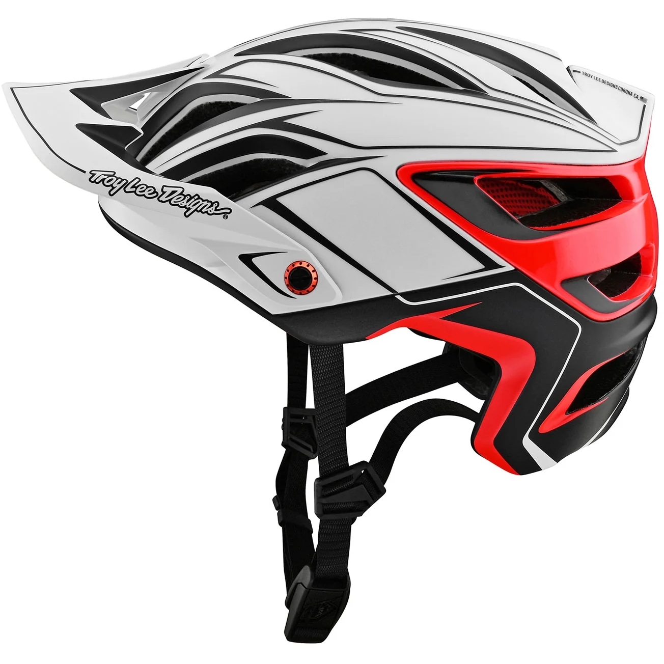 Productfoto van Troy Lee Designs A3 MIPS Helm - Pin White/Red