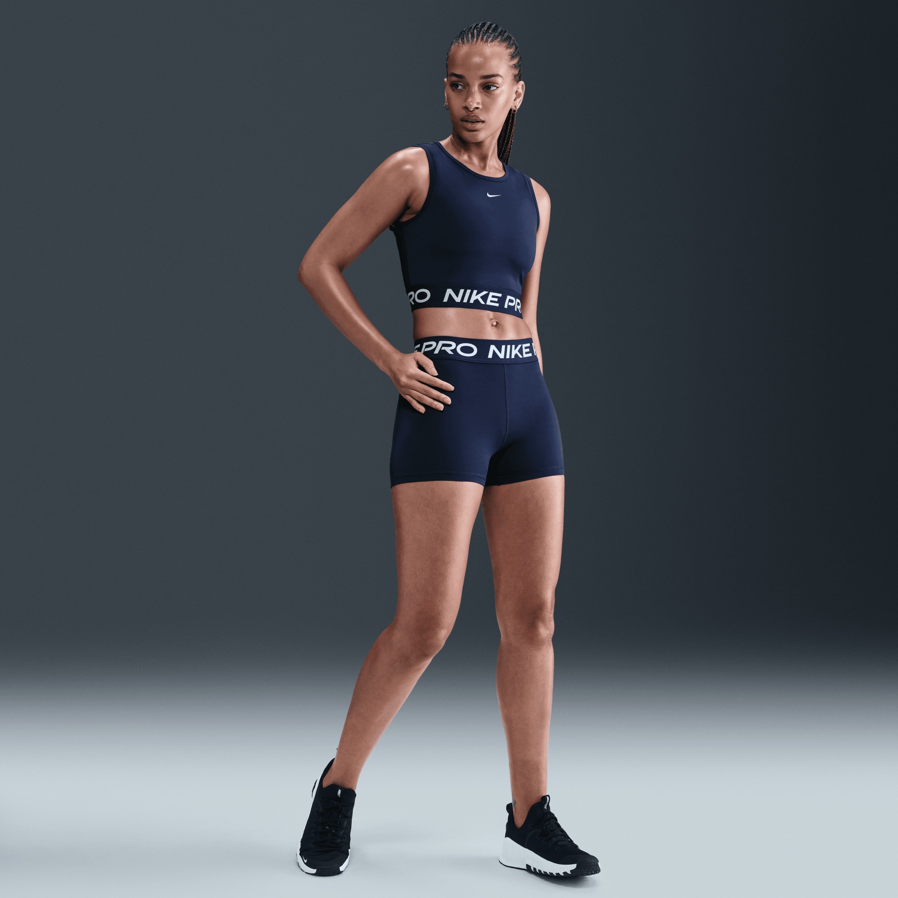 navy blue nike crop top