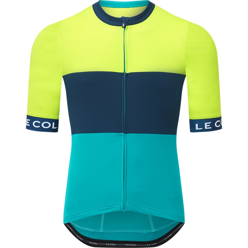 Productfoto van Le Col Sport Shirt Heren - Peacock/Navy/Lime