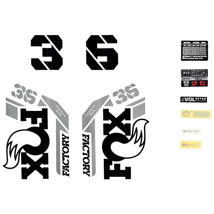 Photo produit de FOX Decal Kit Black Logo for Fork 36 Factory MY-2021 - 803-01-522