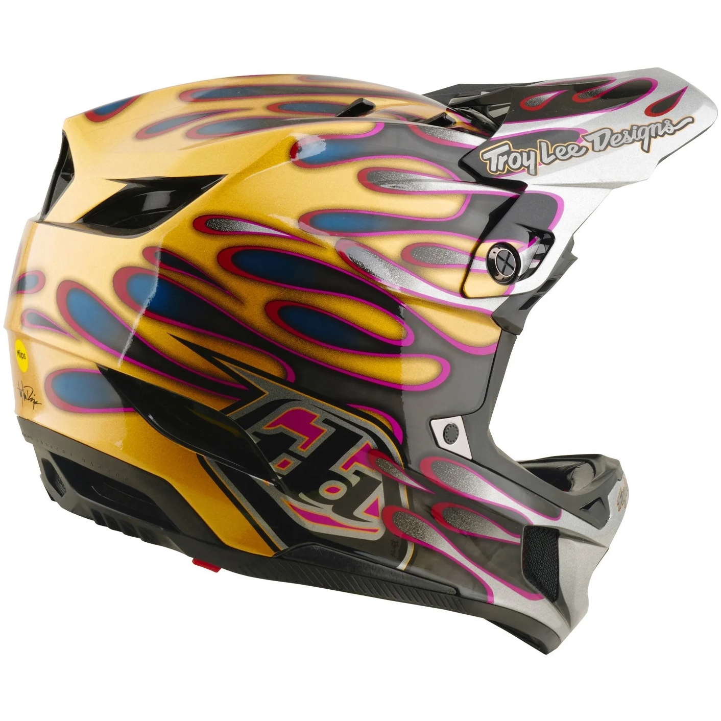 Troy Lee Designs D4 Carbon MIPS Helmet - Overspray Gold/Black | BIKE24
