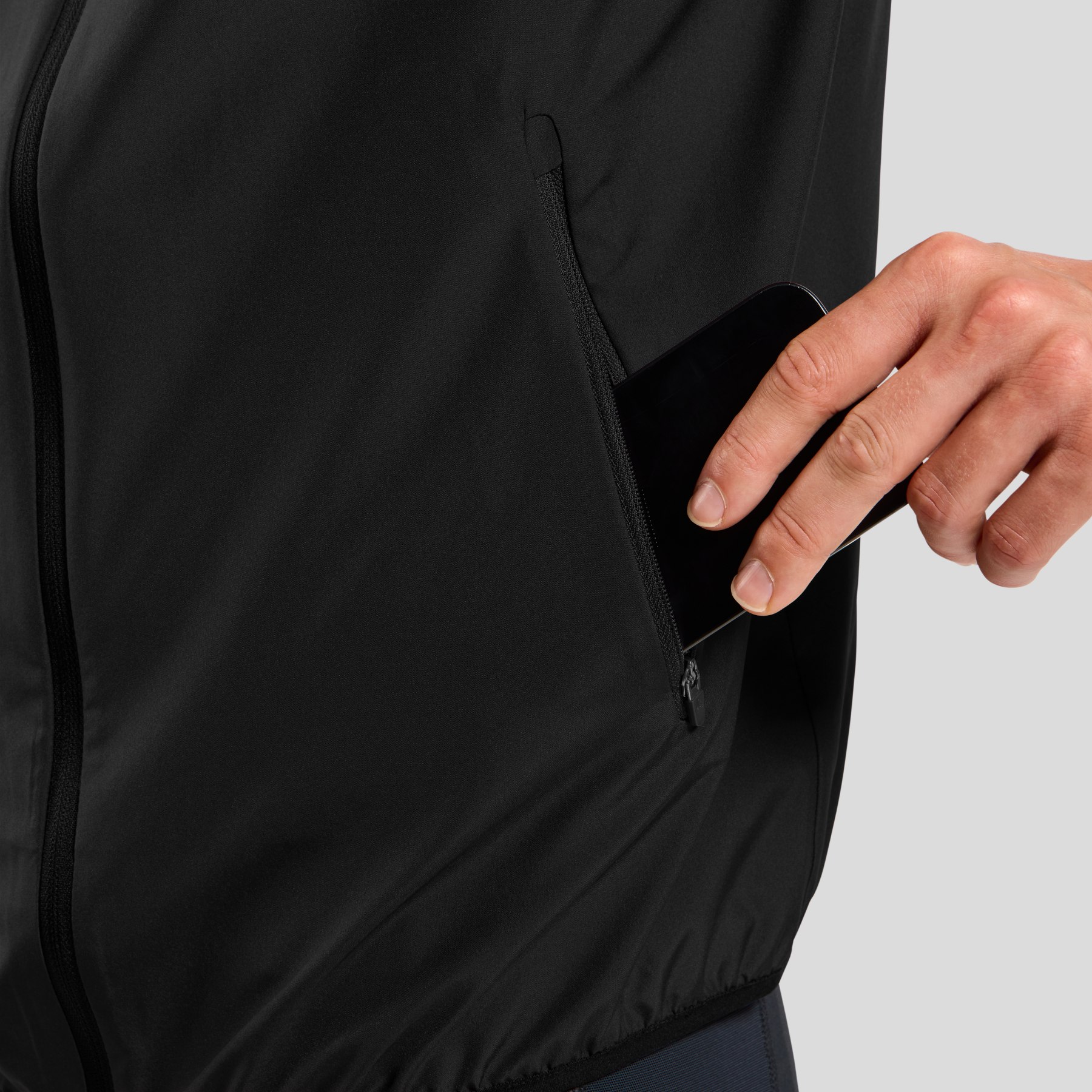 Giacca Da Corsa Odlo Essential Light Uomo - Leggera, Traspirante, Resistente All'acqua, Con Tasche Con Cerniera