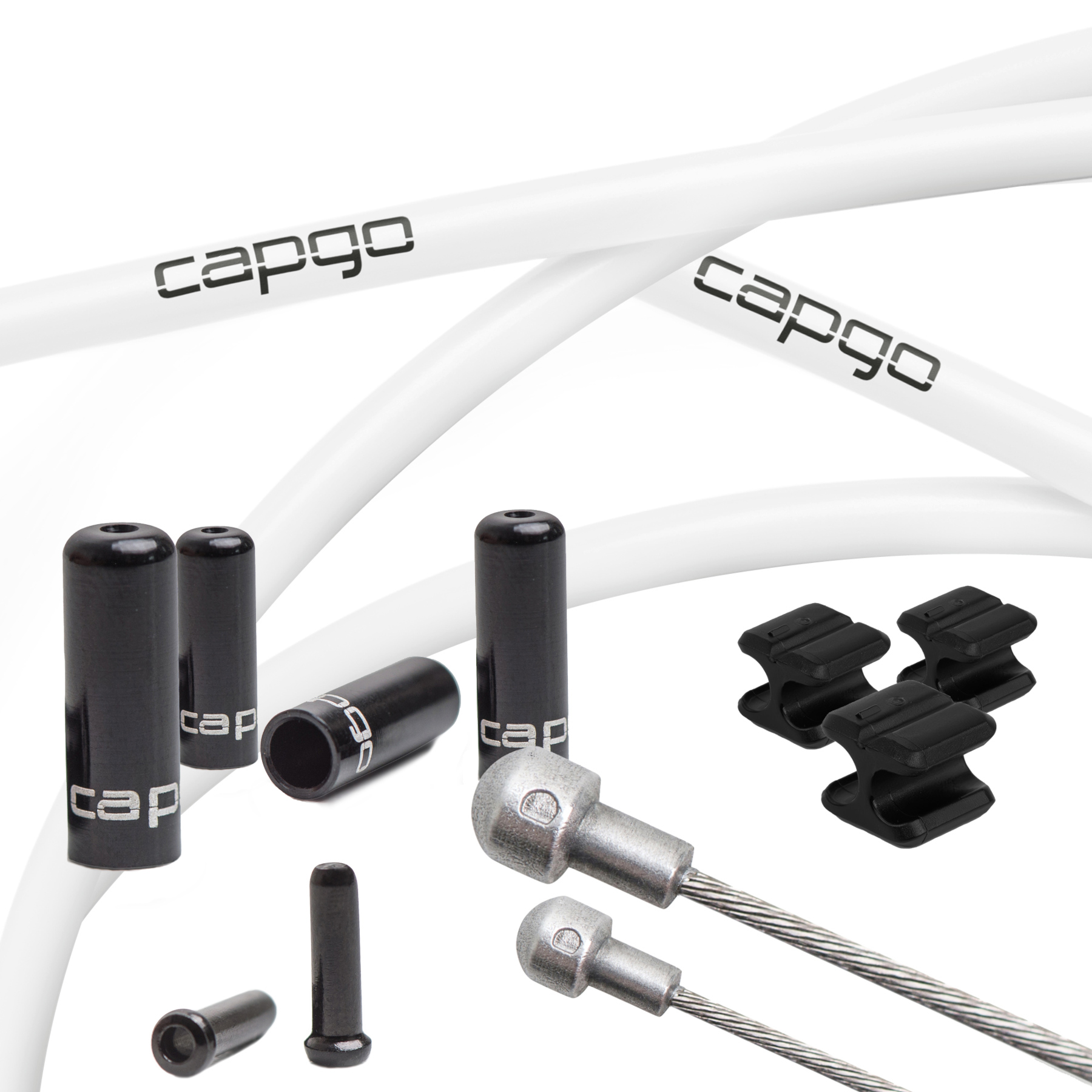 комплект тормозных тросов capgo - Оранжевая леска | кевлар/ПТФЭ - Дорожный (Shimano/SRAM) | белый