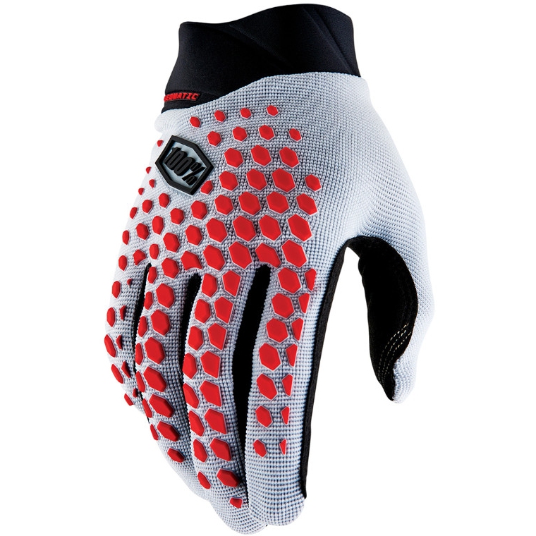 Productfoto van 100% Geomatic Bike Gloves - grey/racer red