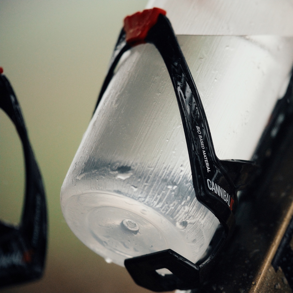 Elite Cannibal XC Bio Based Bottle Cage black glossy red print