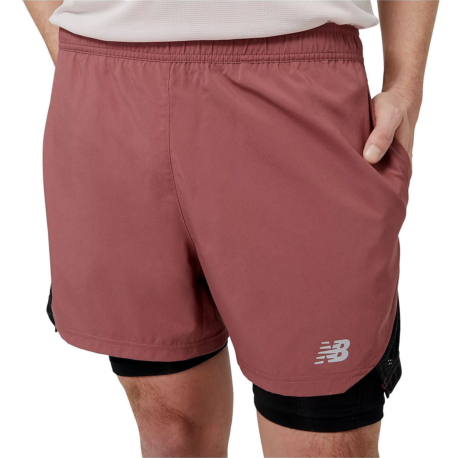 Image de New Balance Short de course 5" - Accelerate Pacer 2-in-1 - Washed Burgundy