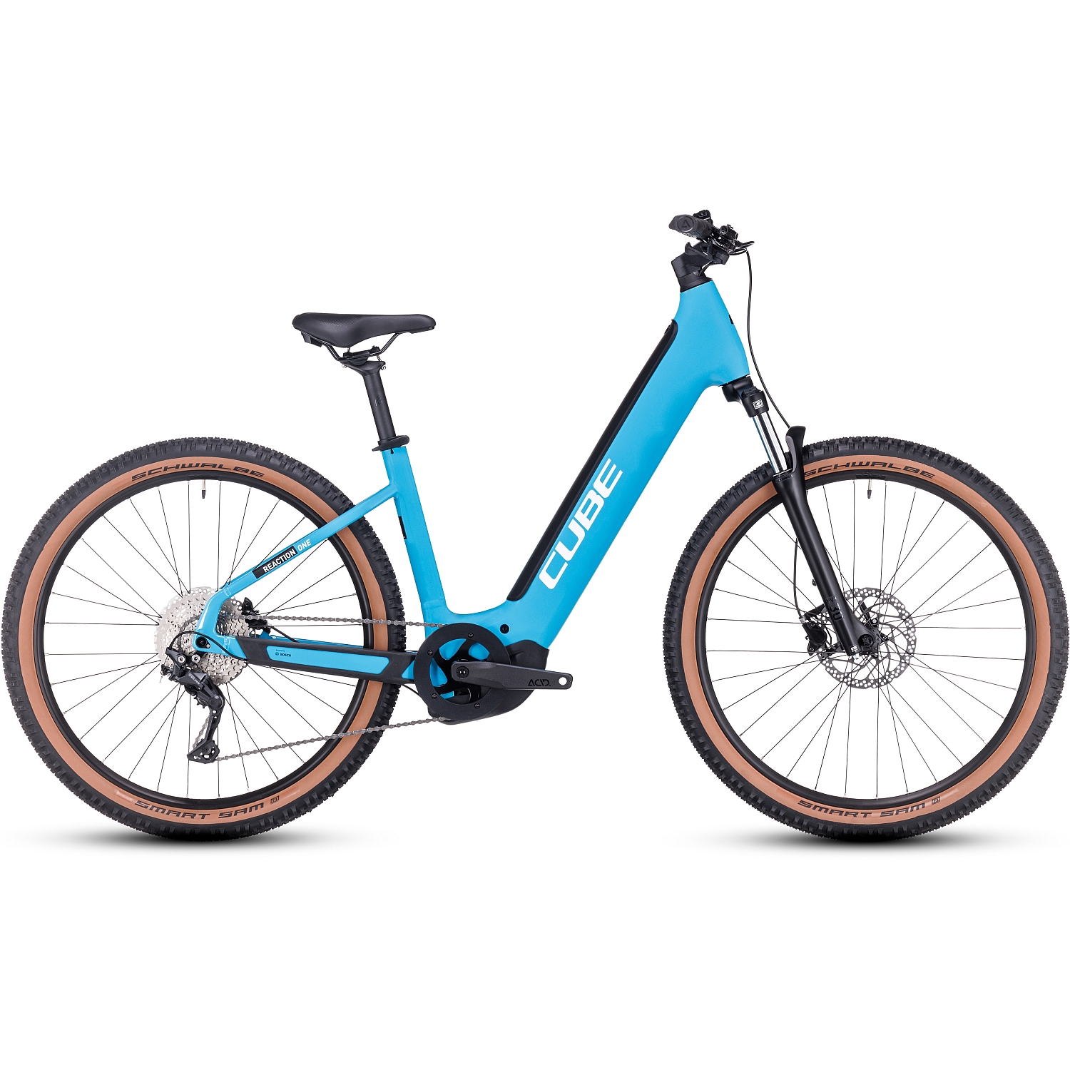Picture of CUBE REACTION HYBRID ONE 750 - 27.5&quot; Easy Entry Electric Mountain Bike - 2023 - skyblue / white