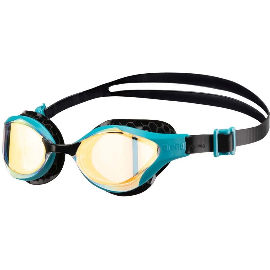 Picture of arena Air Bold Swipe Mirror Swimming Goggles - Yellow Copper - Green Lake