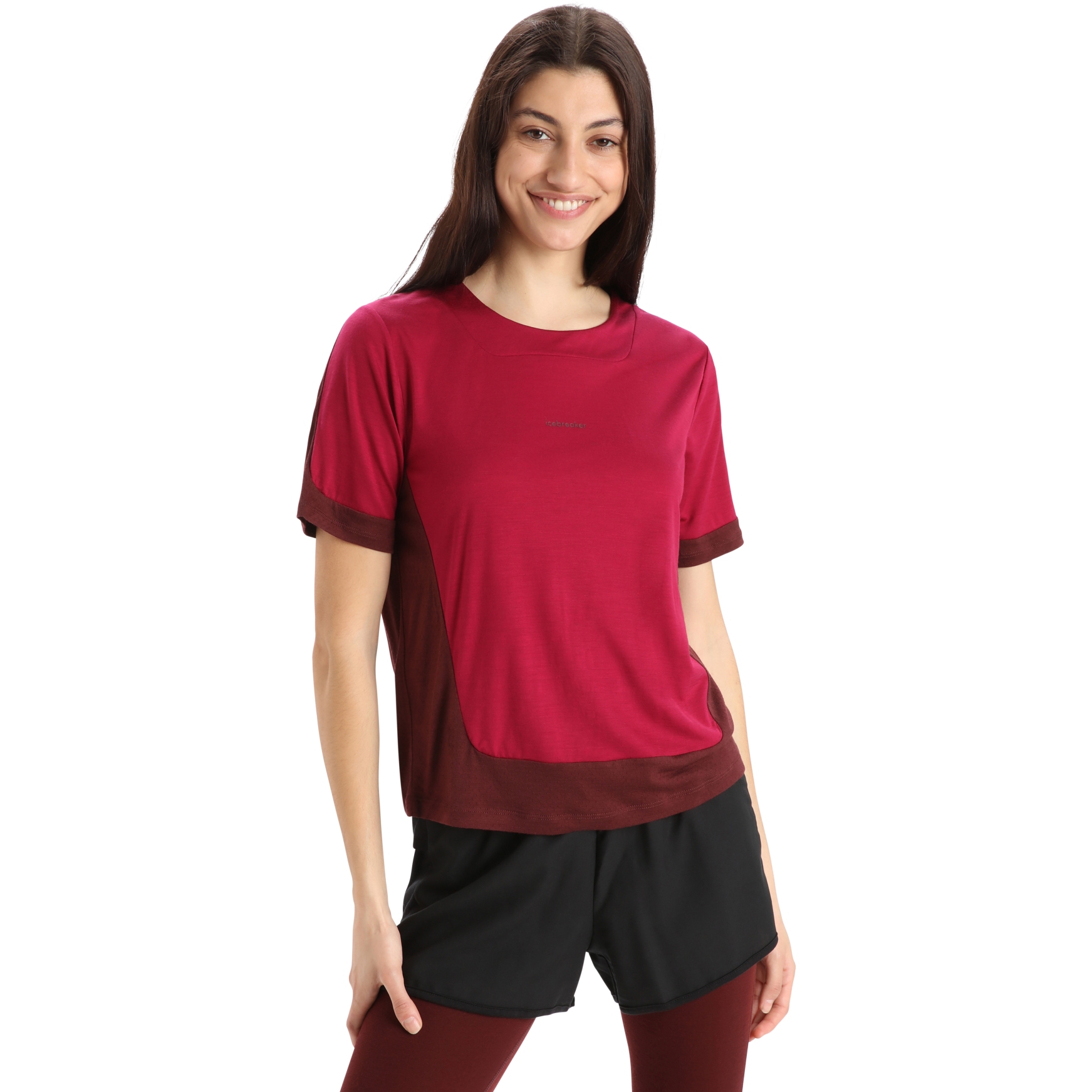 Imagen de Icebreaker Camiseta Mujer - ZoneKnit™ Boxy - Cherry/Espresso