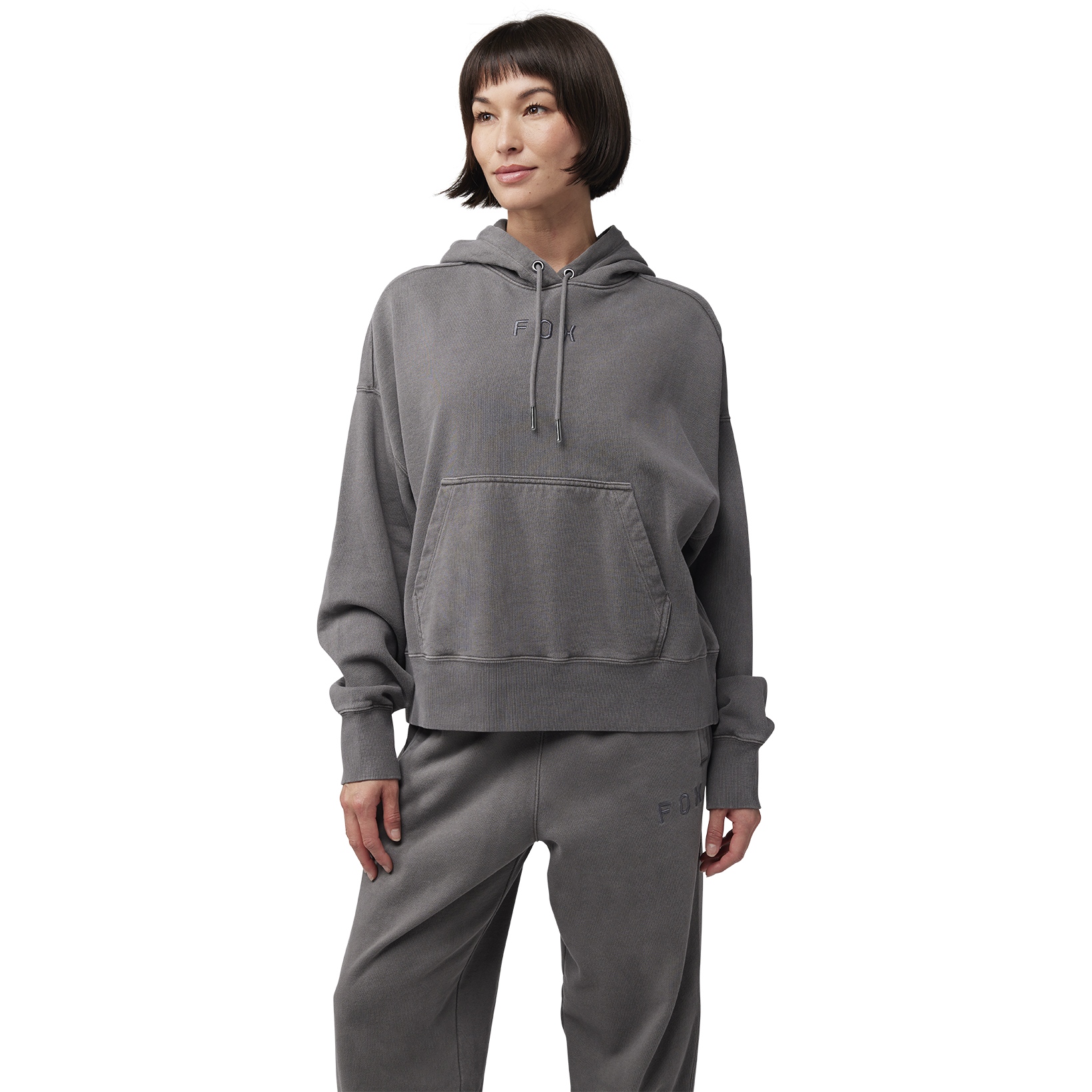 Picture of FOX Wordmark Oversized Fleece Hoodie Women - pewter