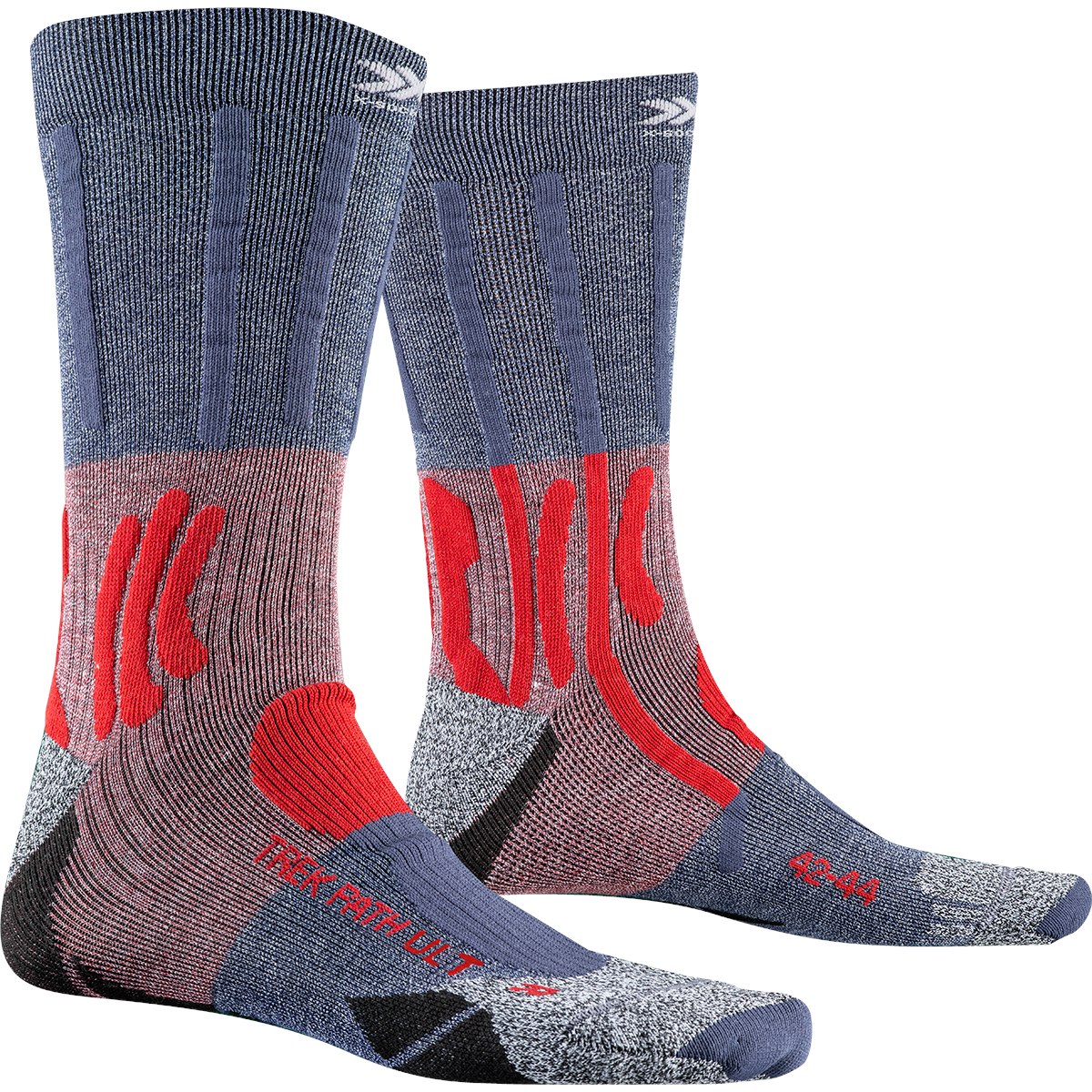 Image of X-Socks Trek Path Ultra LT Socks - dolomite grey melange/namib red melange
