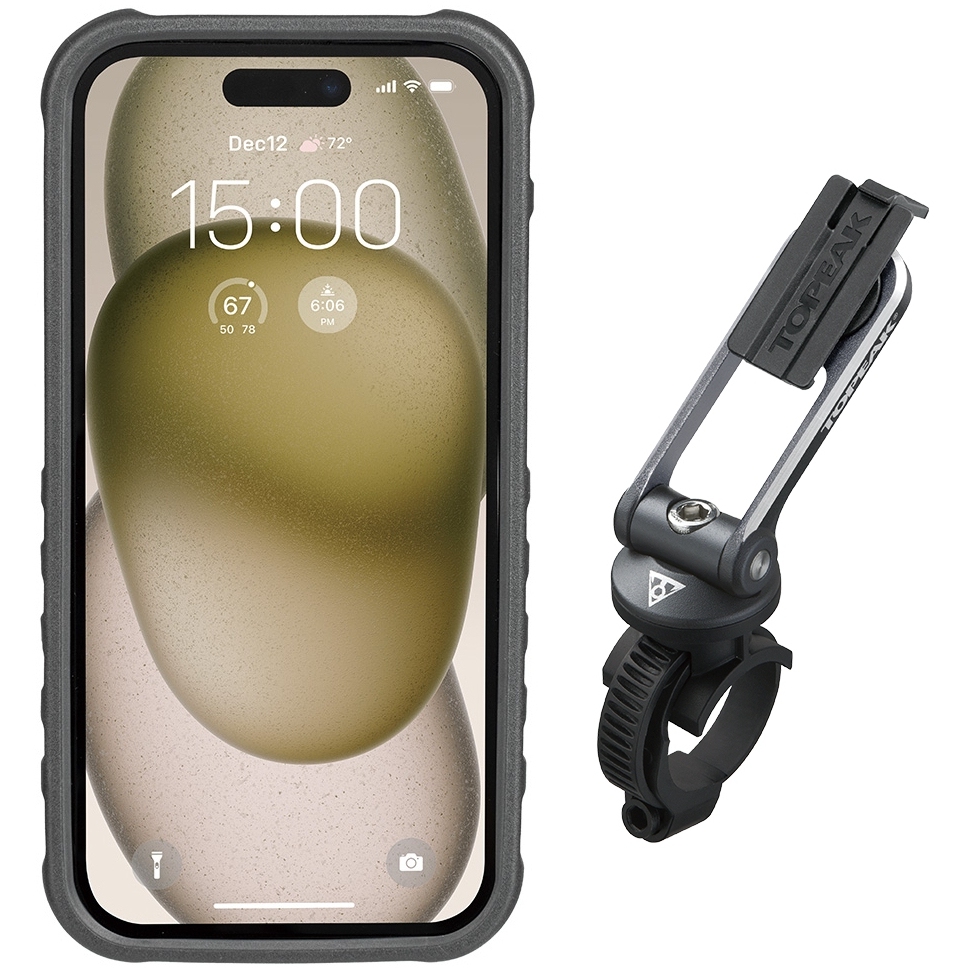 Produktbild von Topeak RideCase für Apple iPhone 15 Smartphone-Hülle mit Halterung - schwarz/grau