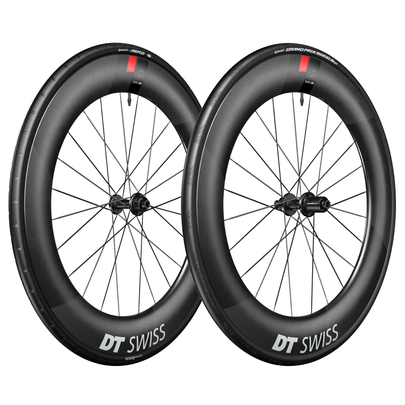 Produktbild von DT Swiss | Continental WTS Laufradsystem - ARC 1100 DICUT 80 Satz + Aero 111 / GP 5000 S Faltreifen - 28&quot; | 12x100/12x142mm