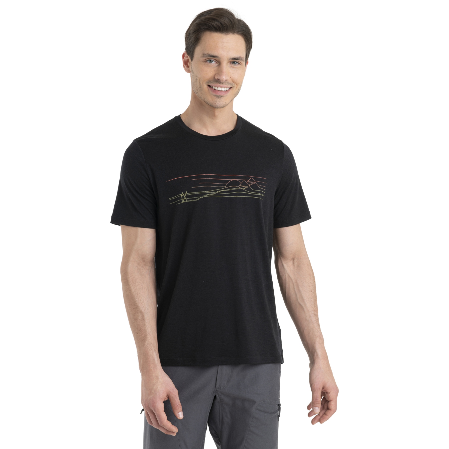 Produktbild von Icebreaker Tech Lite II Ski Stripes T-Shirt Herren - Schwarz