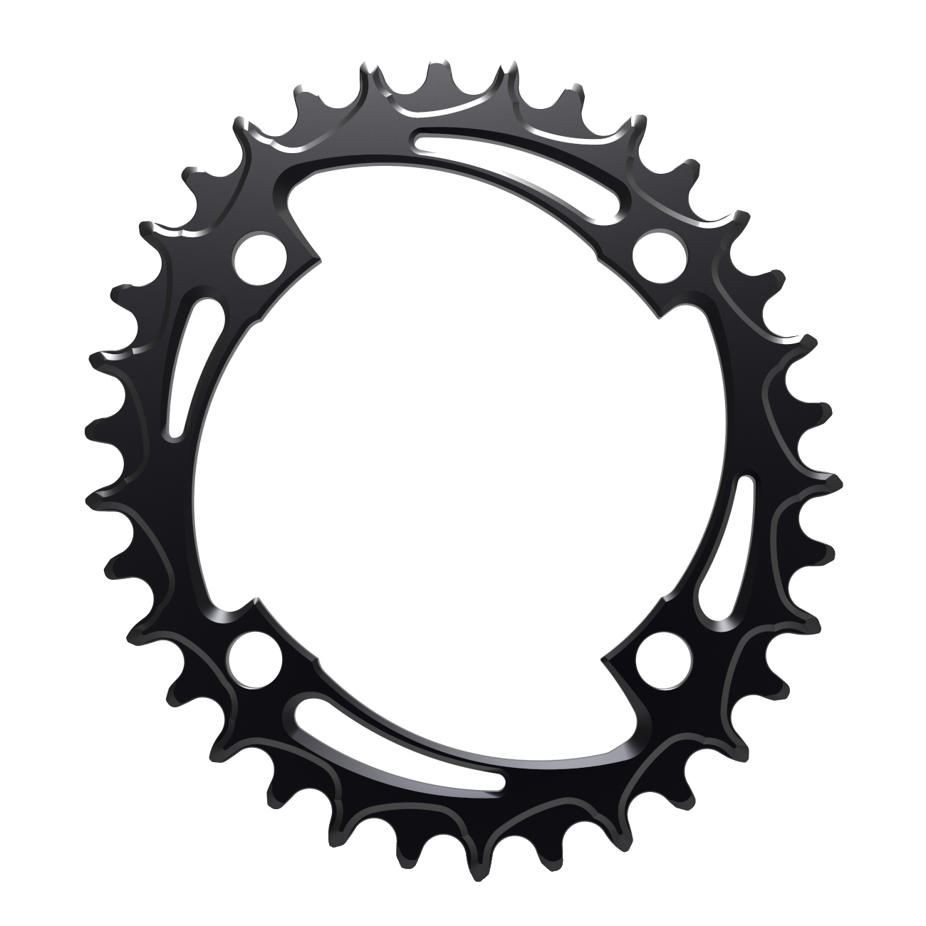 Image of Alugear Narrow Wide Chainring - Oval - 104 BCD - 4-Bolt - black