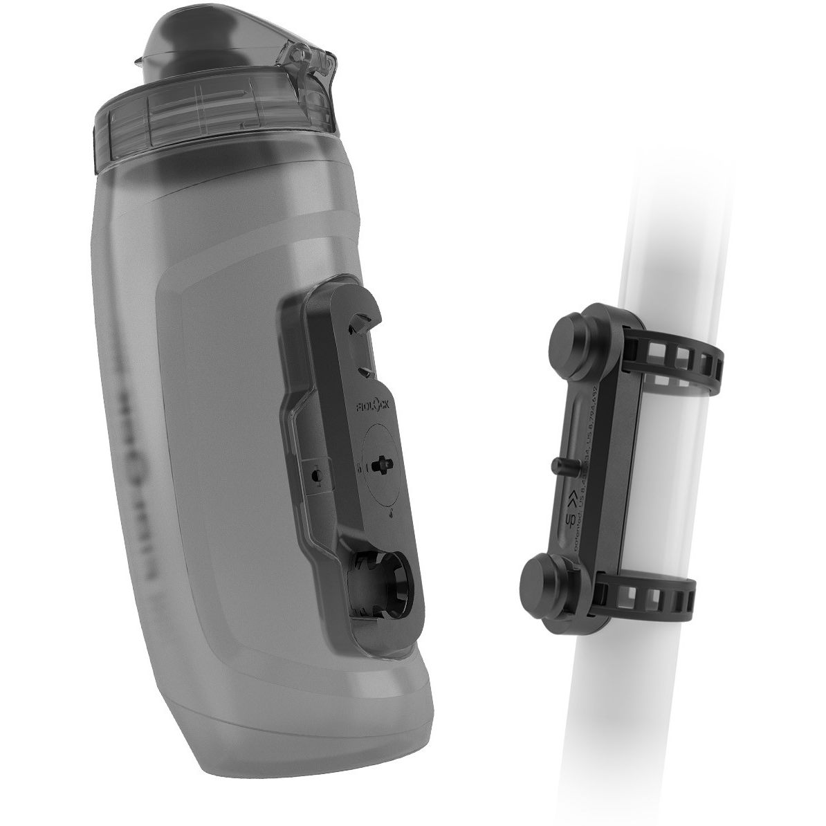 Productfoto van Fidlock Bottle Twist Set 590 ml + Uni Base Mount - transparent black