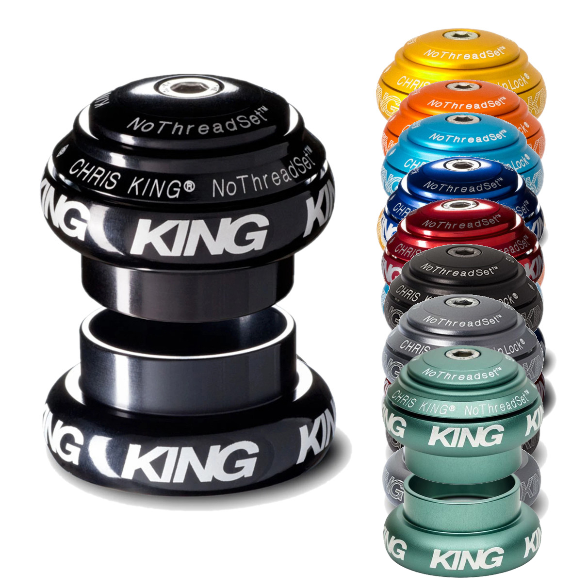 パーツ CHRIS KING No Thread Set 1 1/8 OS Black Mix-N-Match 1-1/4