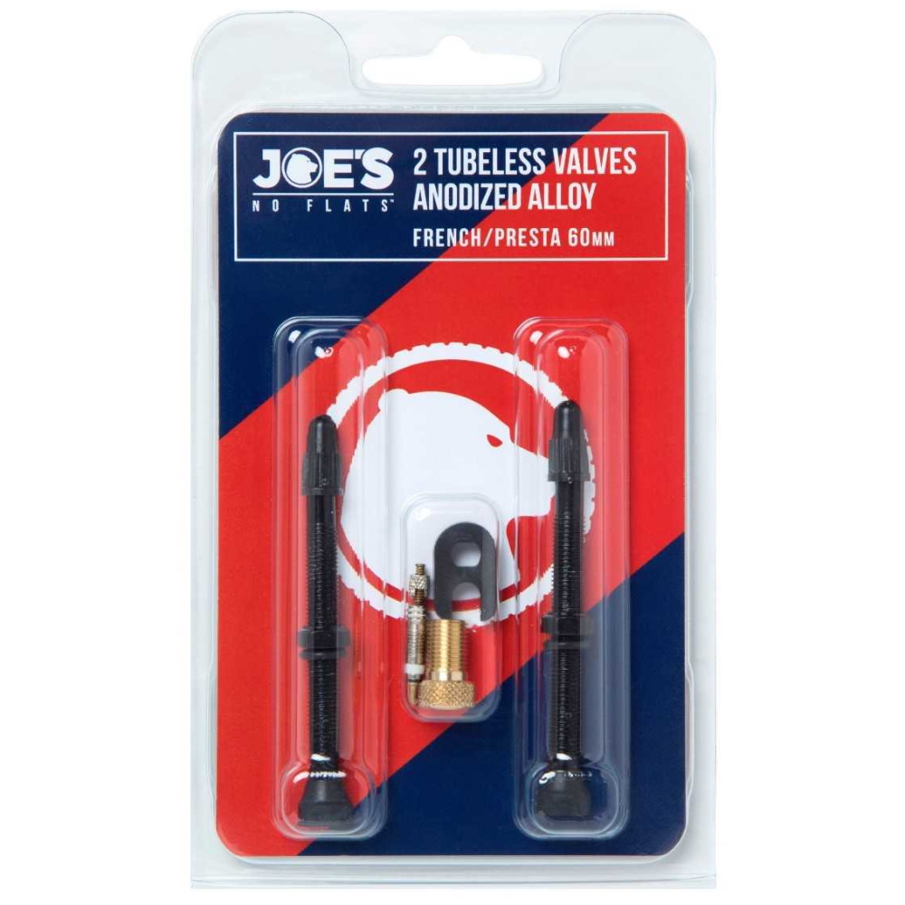 Image of Joe's No Flats Tubeless Anodize Alloy French/Presta Valves (2 Pieces) - 60 mm - black